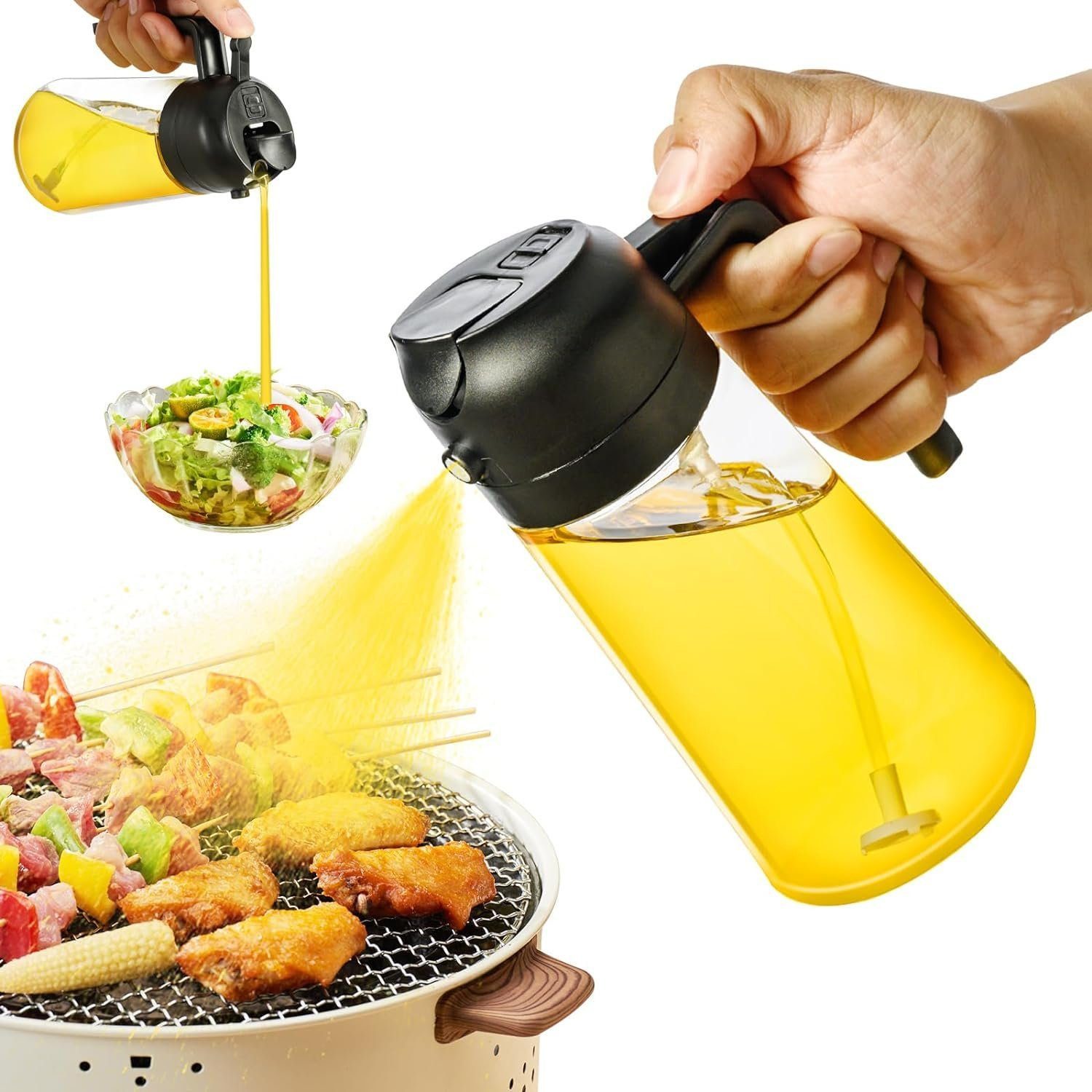 Ölspender Ölsprüher für Die Küche 2 in 1,Können Ölspray und Gießen,470 ml