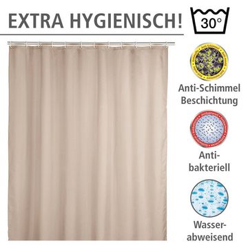 WENKO Duschvorhang Uni Beige Breite 180 cm, Höhe 200 cm, Polyester, waschbar