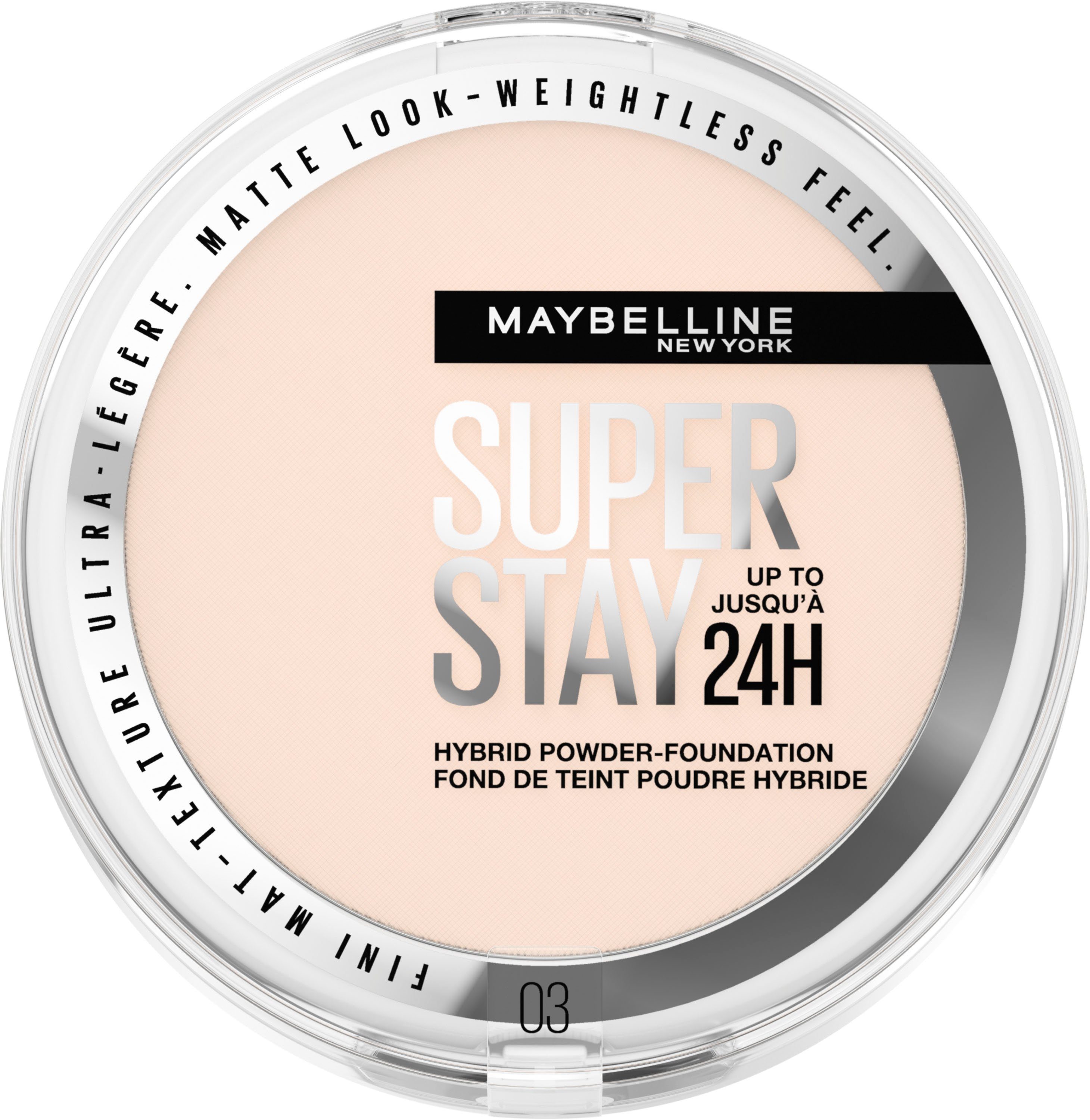 MAYBELLINE NEW YORK Foundation Maybelline New York Super Stay Hybrides  Puder Make-Up, Mattes Finish mit Airbrush Effekt, dank leichter Pigmente