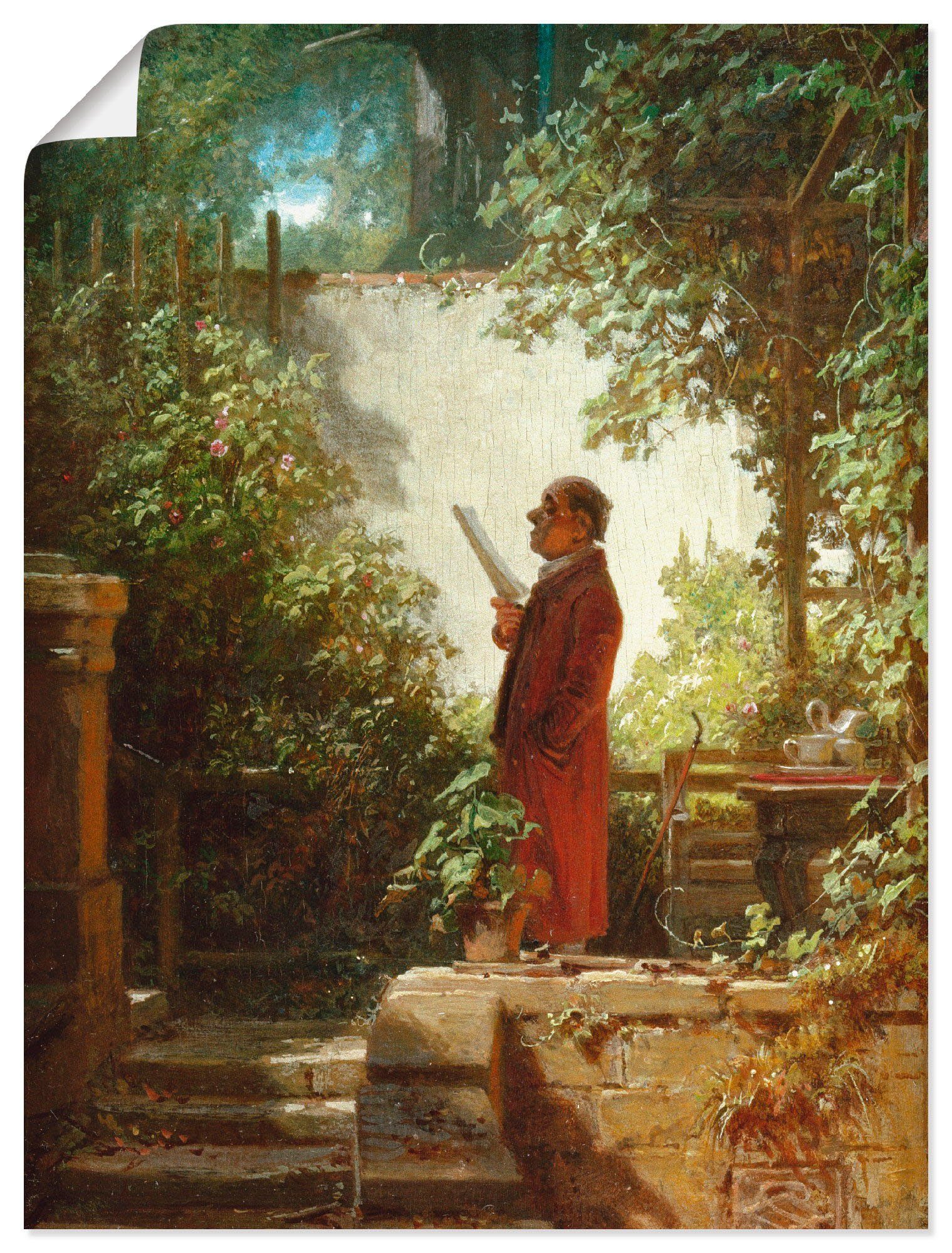 Wandaufkleber in Leinwandbild, St), Poster Größen Hausgärtchen 1850, Artland im Zeitungsleser als Mann oder Wandbild (1 versch.