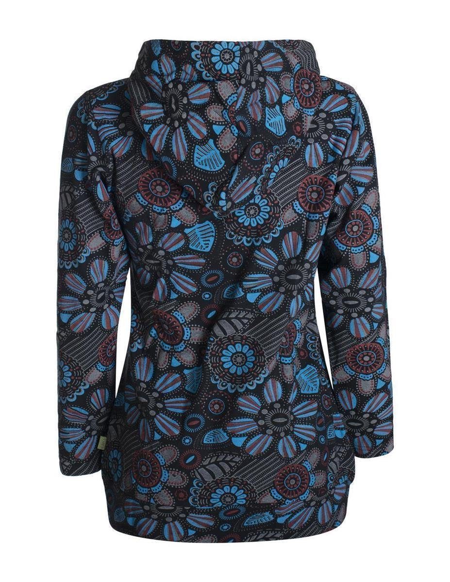 Vishes Kapuzenshirt Langarm Hoodie mit Blumen Druck und Kängurutasche Hippi günstig online kaufen