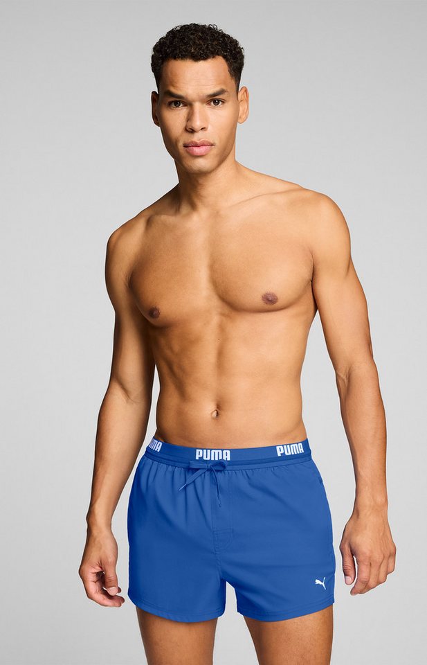 PUMA Badeshorts PUMA SWIM MEN LOGO SHORT SHORTS 1P Seitentaschen, Gesäßtasche mit Reißverschluss, Kordelzug