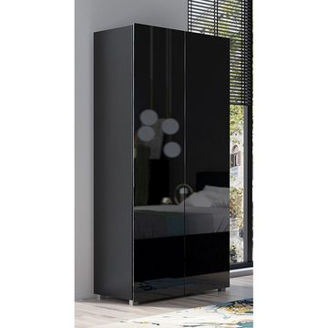 Lomadox Kleiderschrank CAIRNS-132 in schwarz Hochglanz, Modern, grifflos