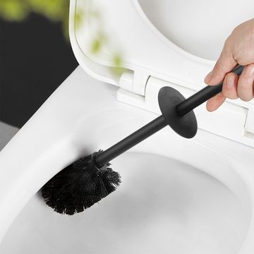 CALIYO WC-Reinigungsbürste Schwarz WC Bürsten & Halter, Metall Toilettenbürste, Freistehende Quadratisch Silikon Toilettenbürste für das Badezimmer