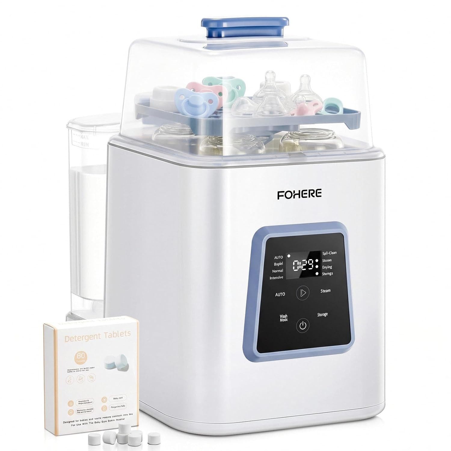 FOHERE Dampfsterilisator All-in-One Flaschenreiniger, Sterilisator und Trockner, 29 Sprühdüsen, 1-tlg.