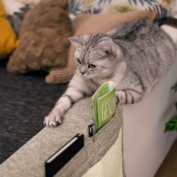 Navaris Tier-Beschäftigungsspielzeug Katzen Kratzmatte Kratzschutz Sofa - mit 2 Fächern - 128 x 45 cm, Sisal