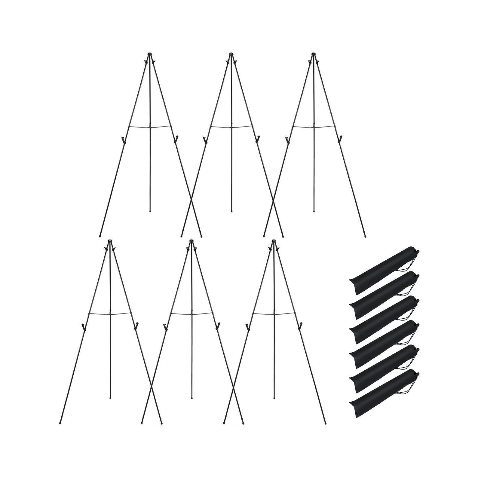 COSTWAY Standtafel, (6-tlg), 166 cm faltbare Leinwand Ständer mit Dreibein & Tragetaschen