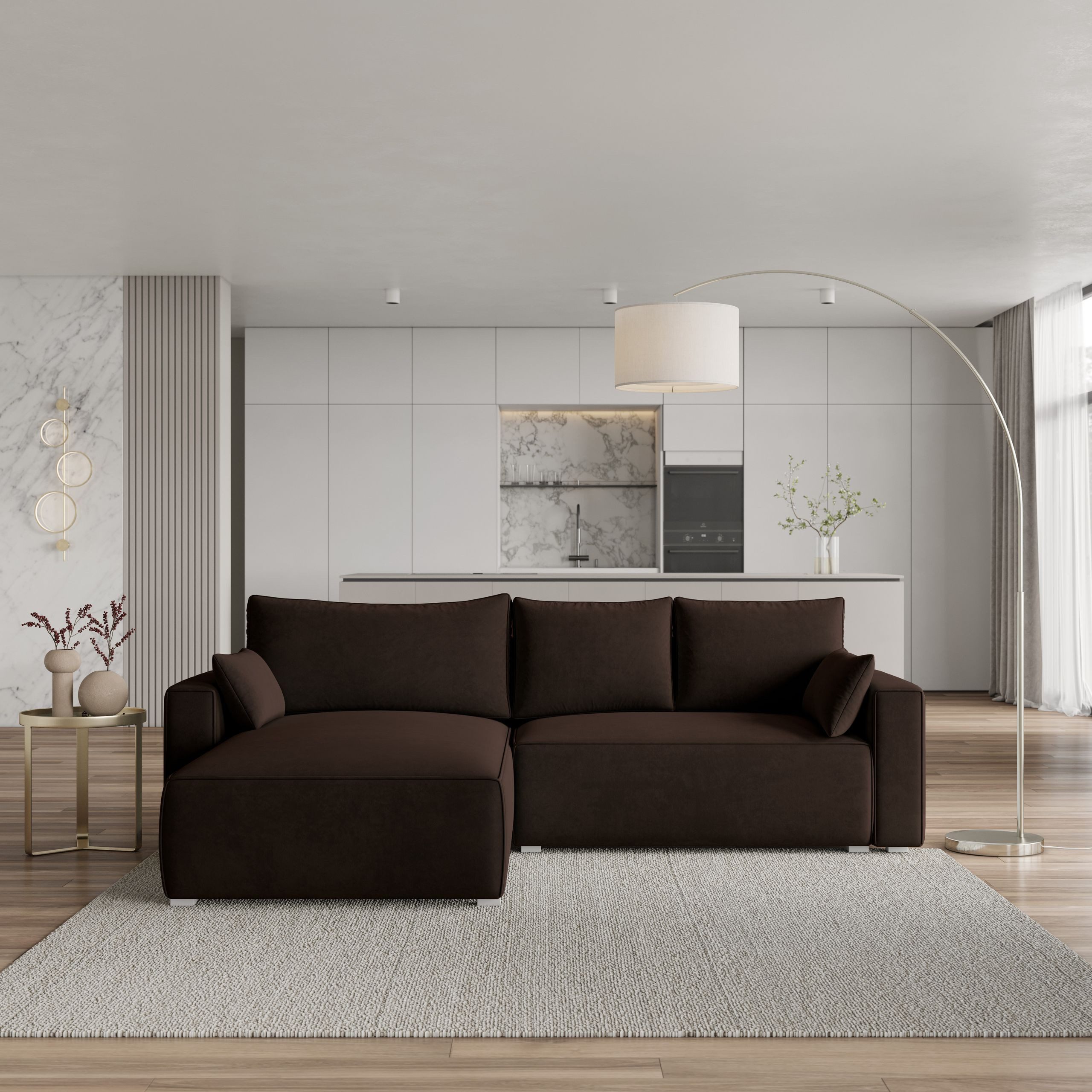 Masseno Ecksofa FORIL mit Schlaffunktion L-Form, Sofa mit Bettkasten