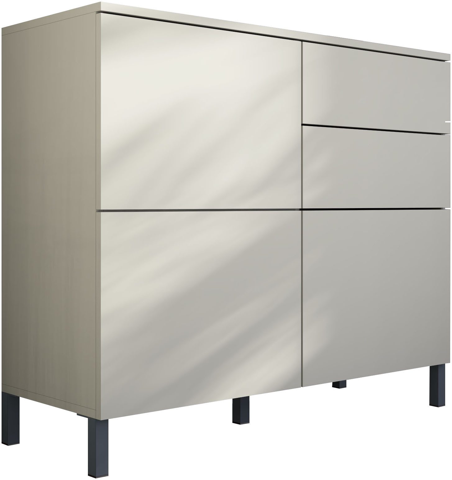 Kommode Haama, Sideboard mit Metallfüßen, Push-to-open-Technik, Breite 93 cm