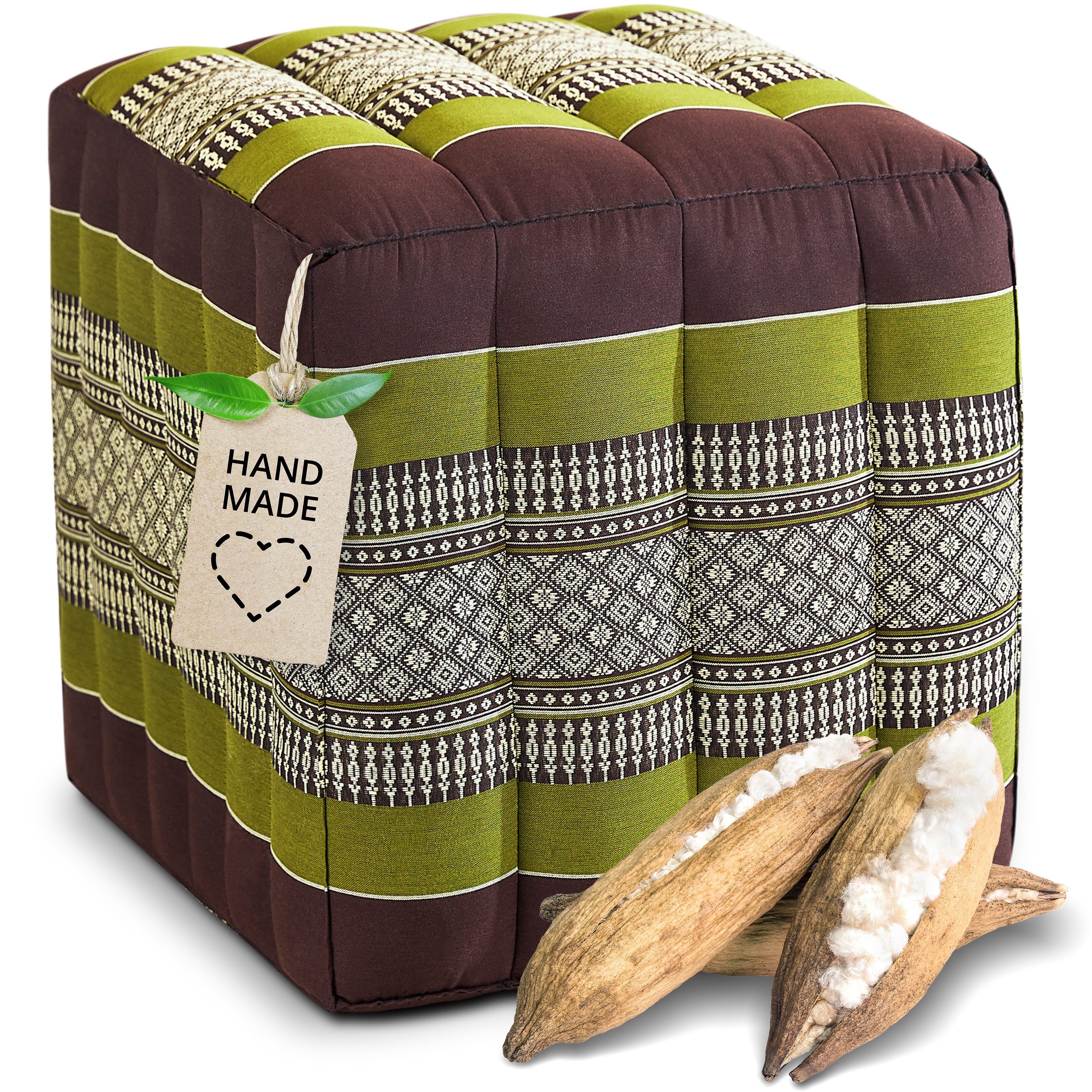 livasia Polsterhocker Würfelkissen - 40x40x40cm - Sitzwürfel, Kapok, vegan, handgefertigt