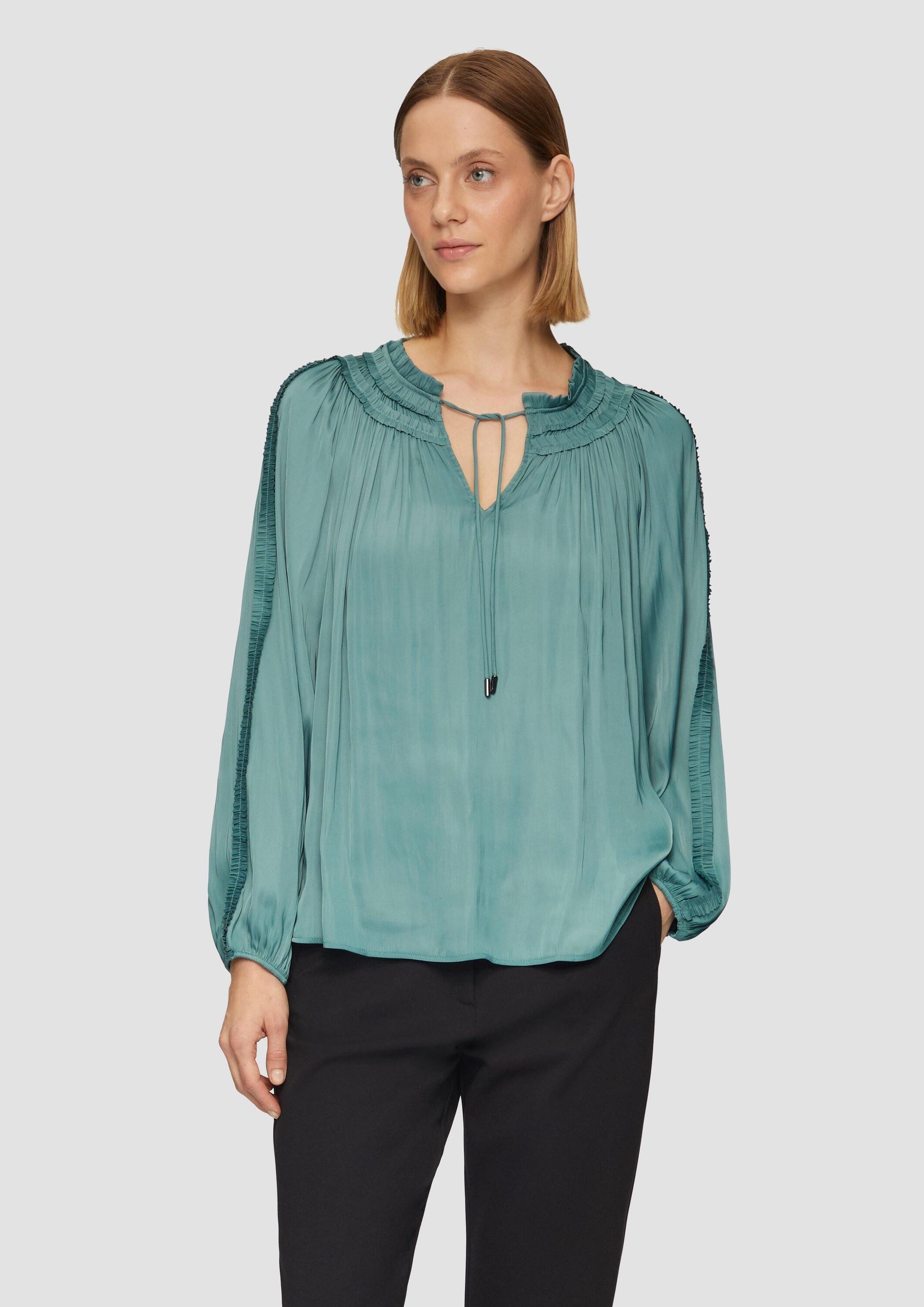 s.Oliver Langarmbluse Bluse Tunika-Bluse mit Rüschen-Details günstig online kaufen
