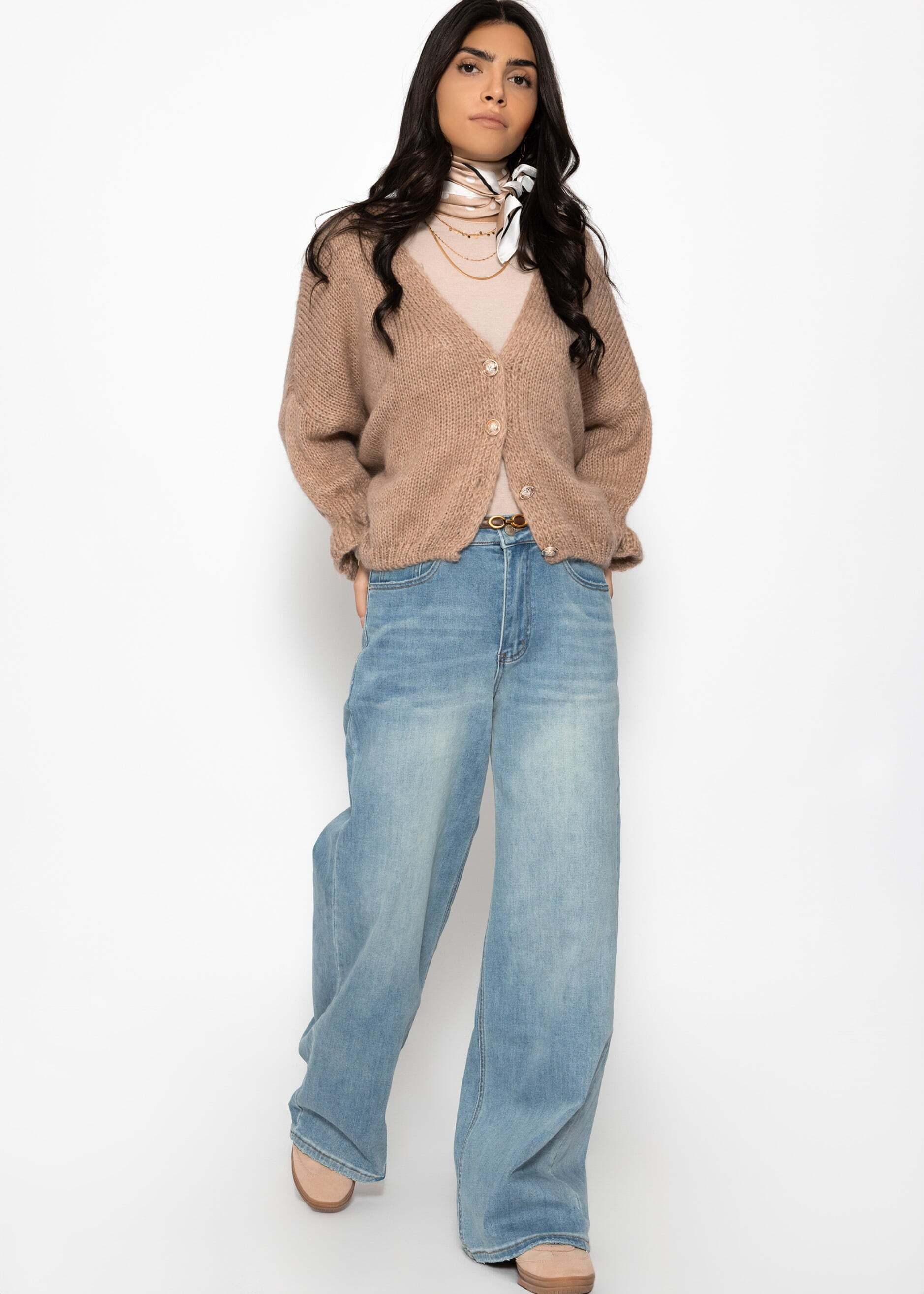 SASSYCLASSY 5-Pocket-Jeans Jeans mit weitem Bein für Damen