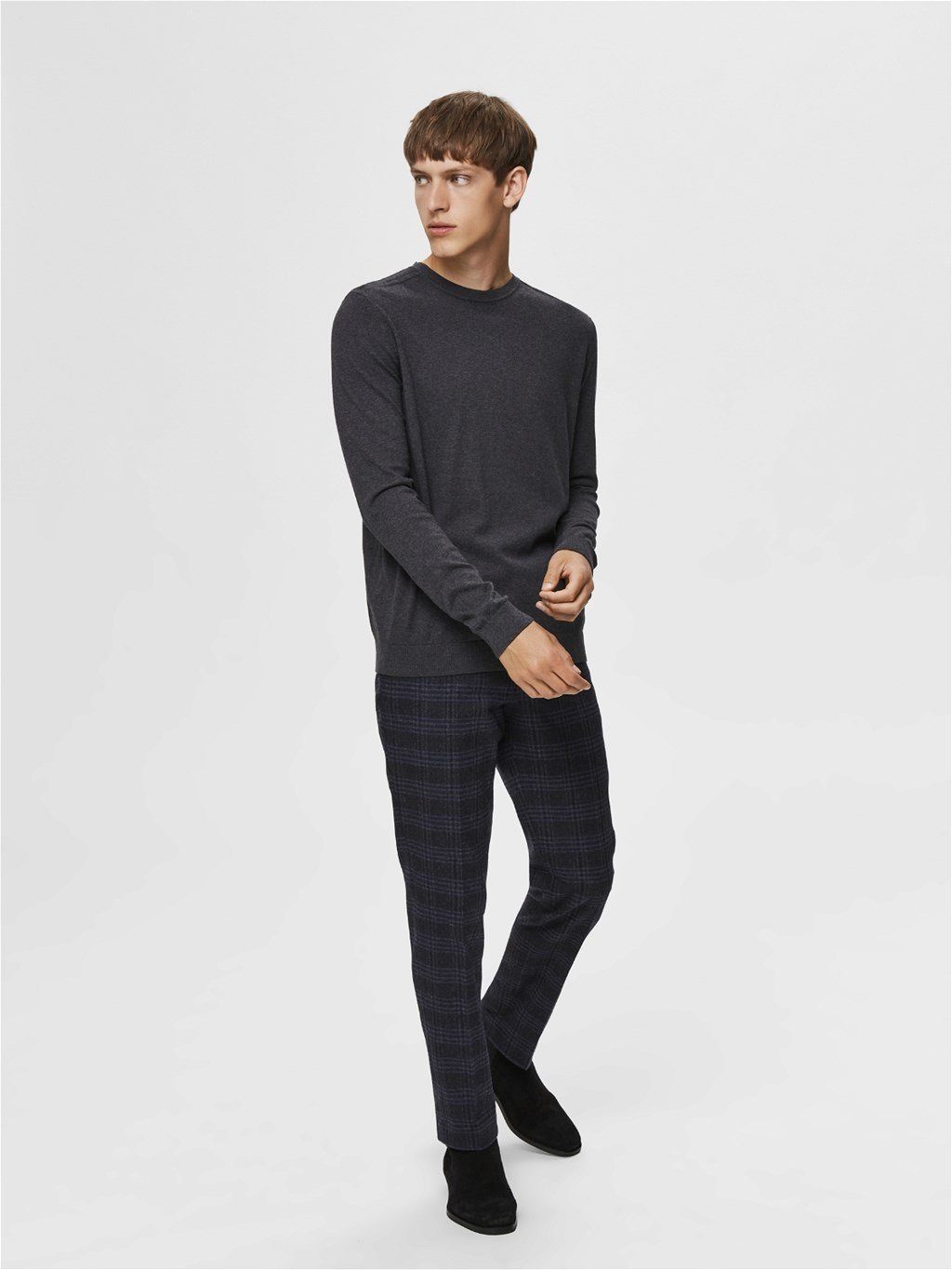 SELECTED HOMME Rundhalspullover Selected Homme Herren Strick-Pullover - SlhBerg Rundhals Pulli