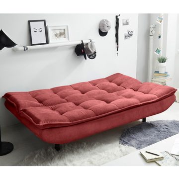 Lomadox Schlafsofa PIRNA-09, Schlafcouch Sofa Couch Jugendzimmer Gästezimmer rot Bettkasten