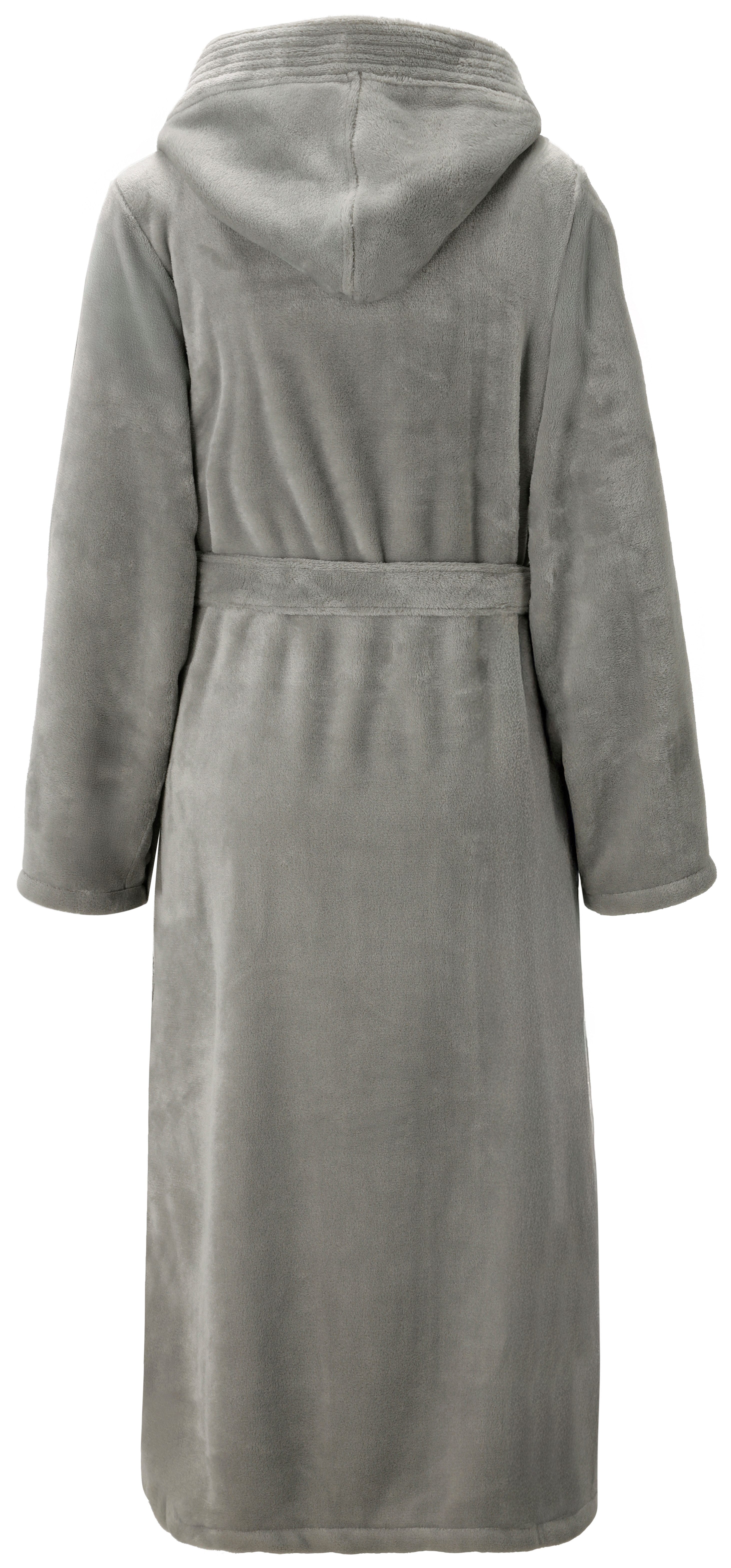OTTO home Unisex-Bademantel Miia, ideal für Sauna, Spa & im Urlaub, Langform, Microfaser, Kapuze, Gürtel, weich und kuschelig, plüsch, für Damen und Herren, S-X – Bild 5 von 5