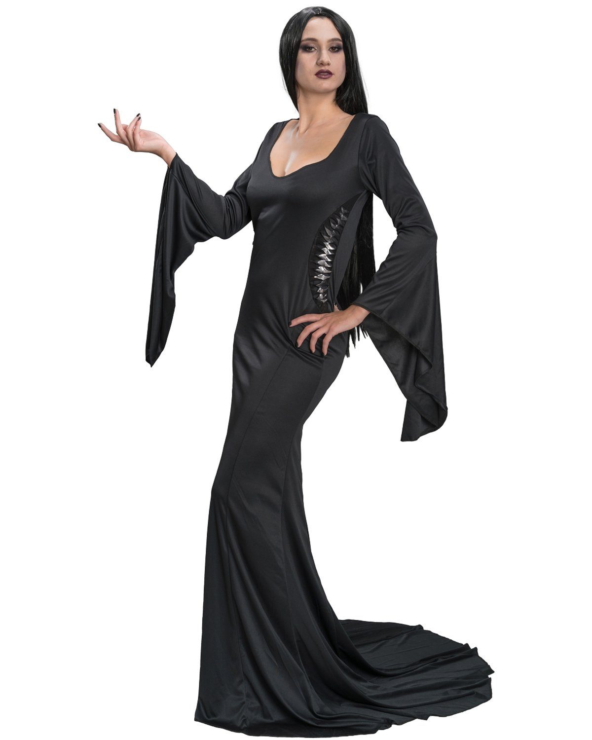 CHAKS Hexen-Kostüm Kostüm 'Morticia' für Damen, Langes Kleid Schwarz günstig online kaufen