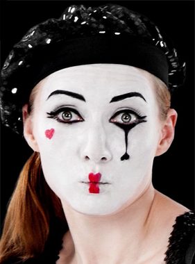 Maskworld Theaterschminke Aqua Make-up Set schwarz-weiß-rot, Karneval und Halloween Wasserschminkset mit perfekt abgestimmten Kompo