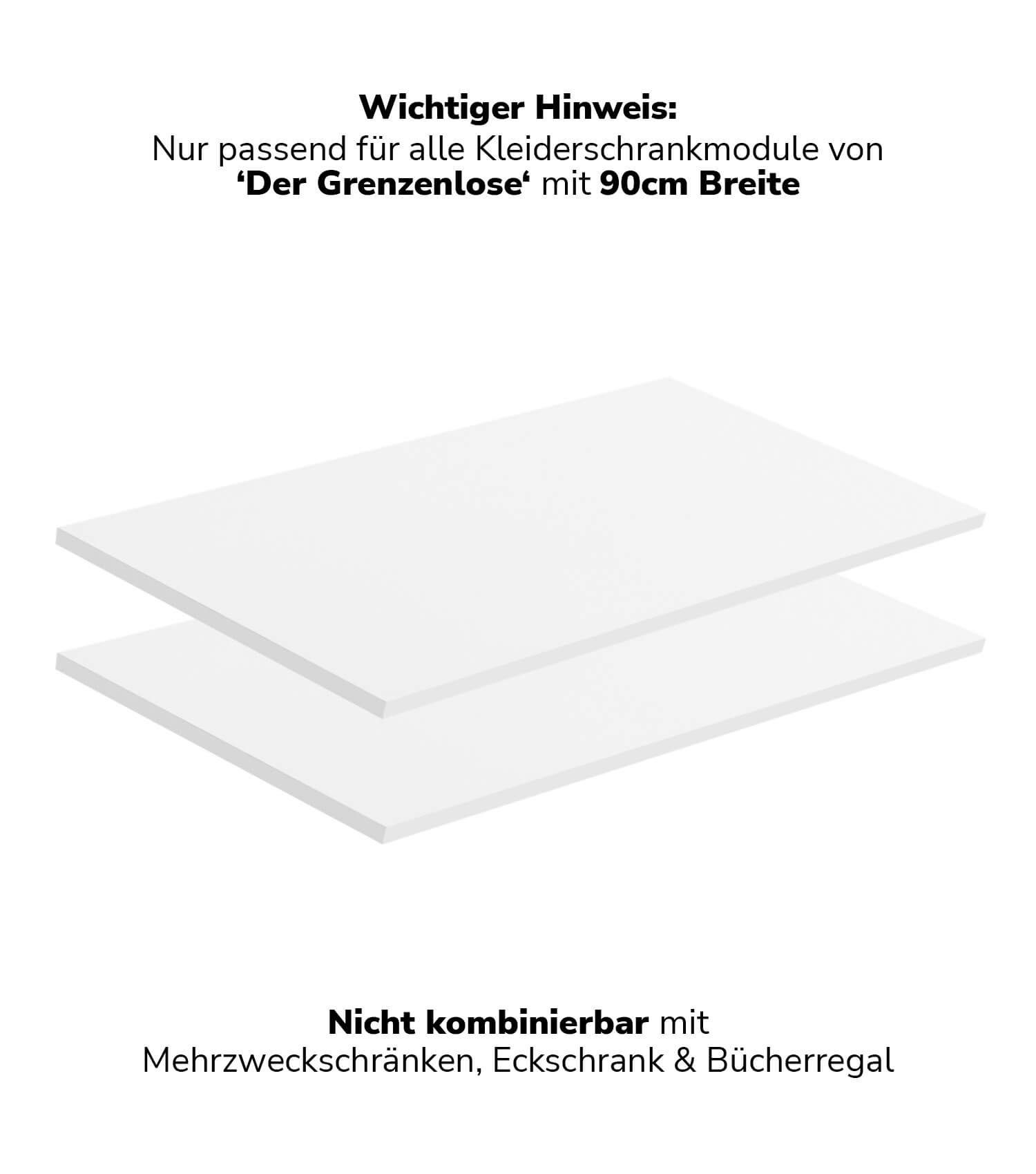 mokebo Einlegeboden Die Ableger (2er-Set), Böden für Kleiderschrank 'Der Grenzenlose' mit 90cm Breite in Weiß