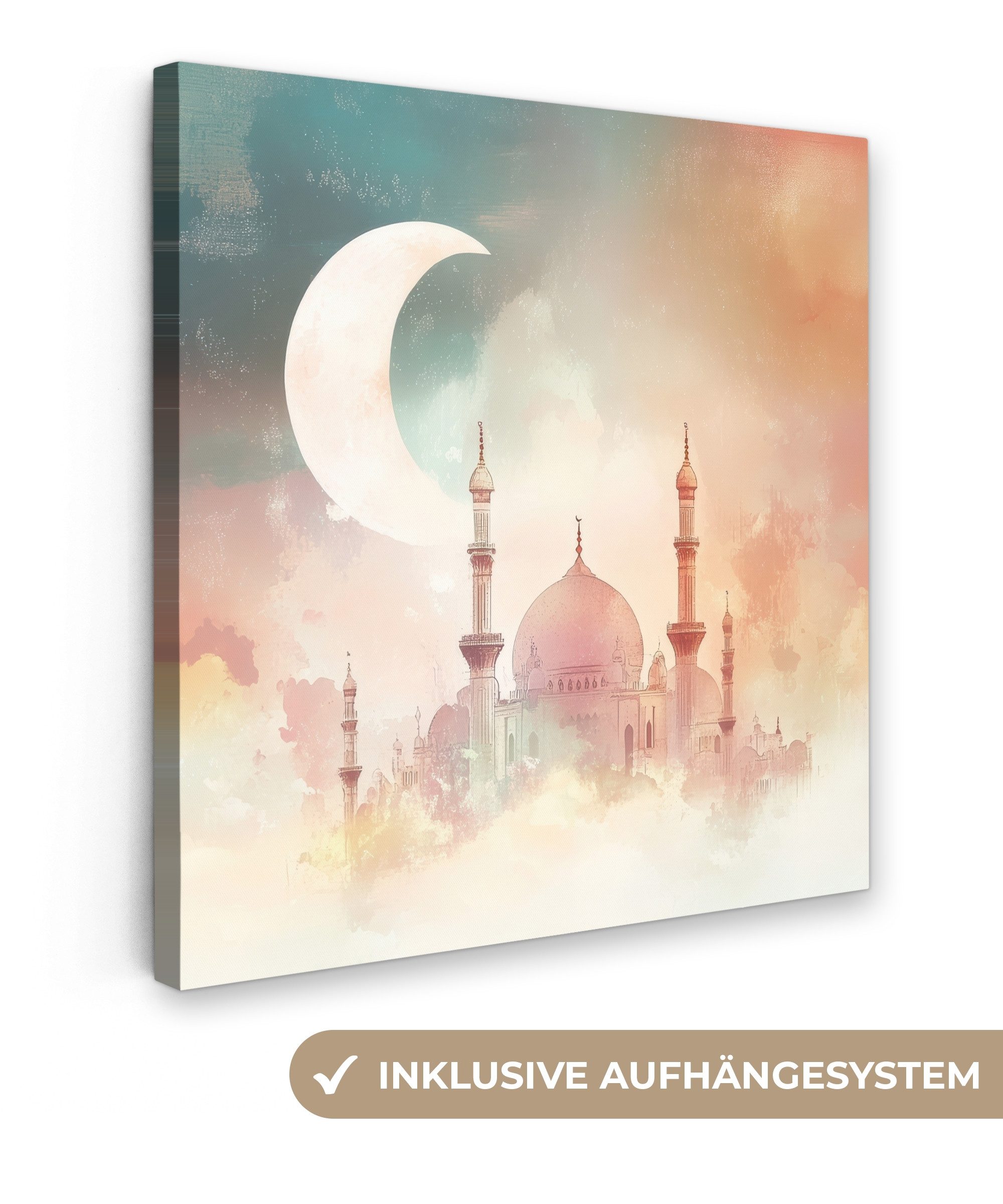 OneMillionCanvasses® Leinwandbild Moschee - Bunte Wolken günstig online kaufen