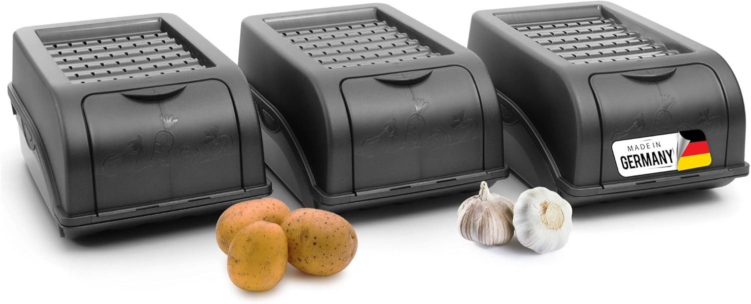 Novaliv Aufbewahrungsbox 19710-3xStuck (3 St), Kartoffel Aufbewahrungsbox 3x klein 3,5L ANTHRAZIT GRAU Zwiebelb