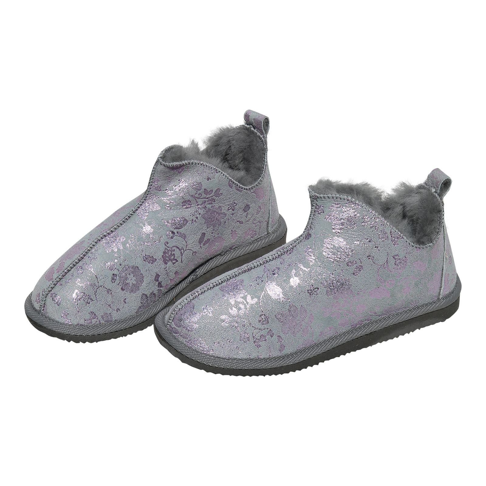 Hollert Hausschuh Angel Hüttenschuhe Fellschuhe Echtleder Merino Schaffell gefüttert