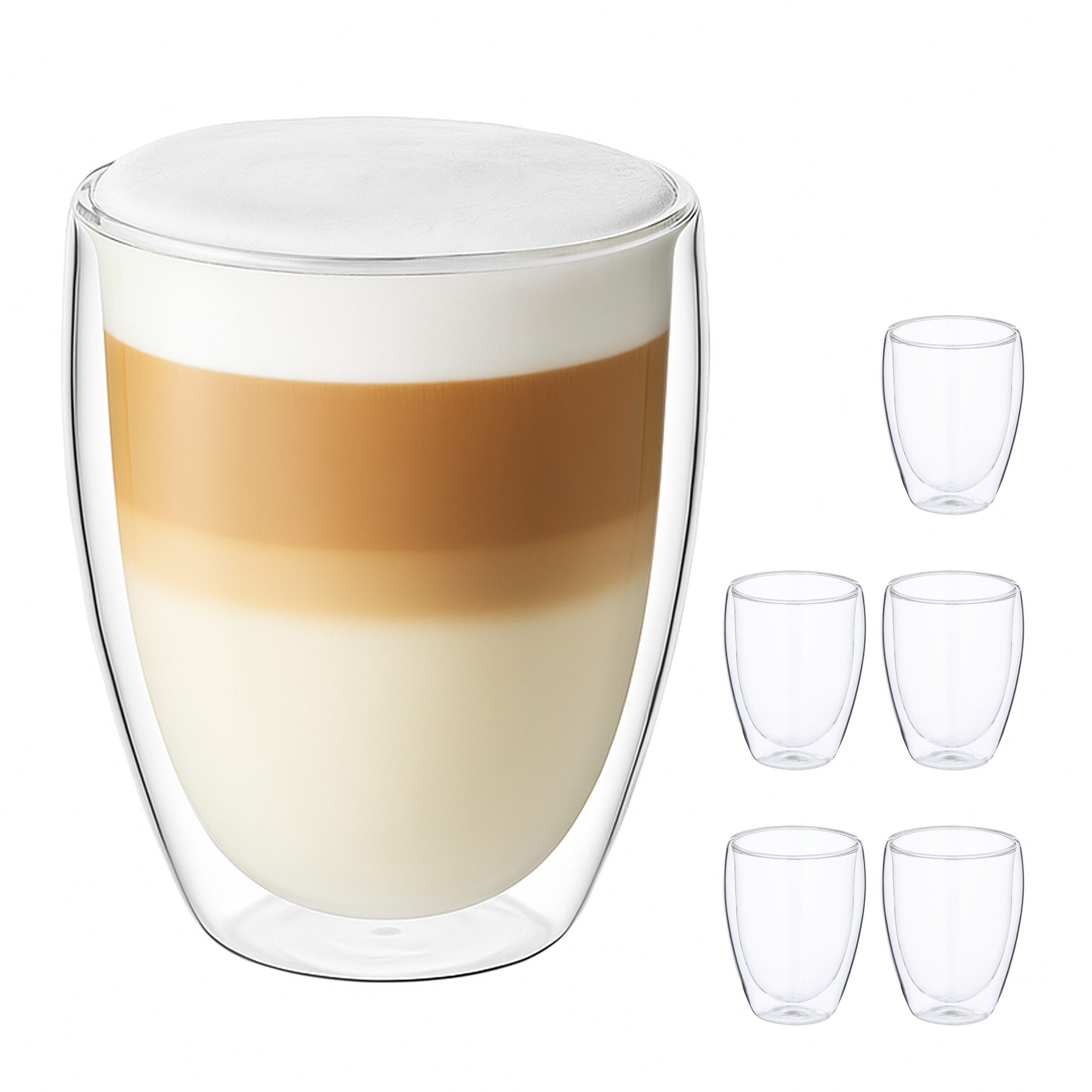relaxdays Gläser-Set Latte Macchiato Gläser doppelwandig, 6-tlg., Glas, 6er Pack
