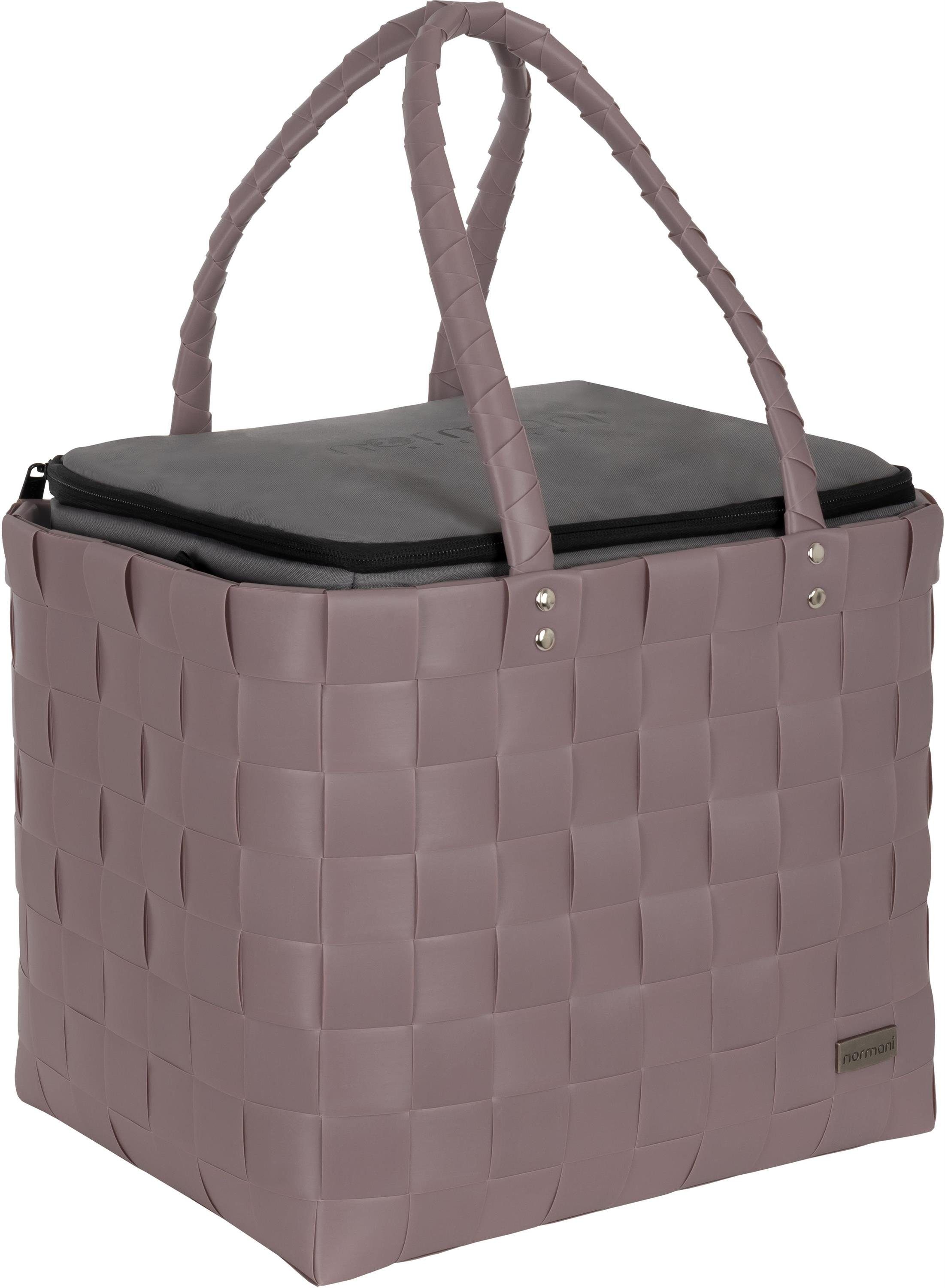 normani Einkaufskorb Flechtkorb mit großer Kühltasche, 20 l, Einkaufskorb mit großer Kühlbox