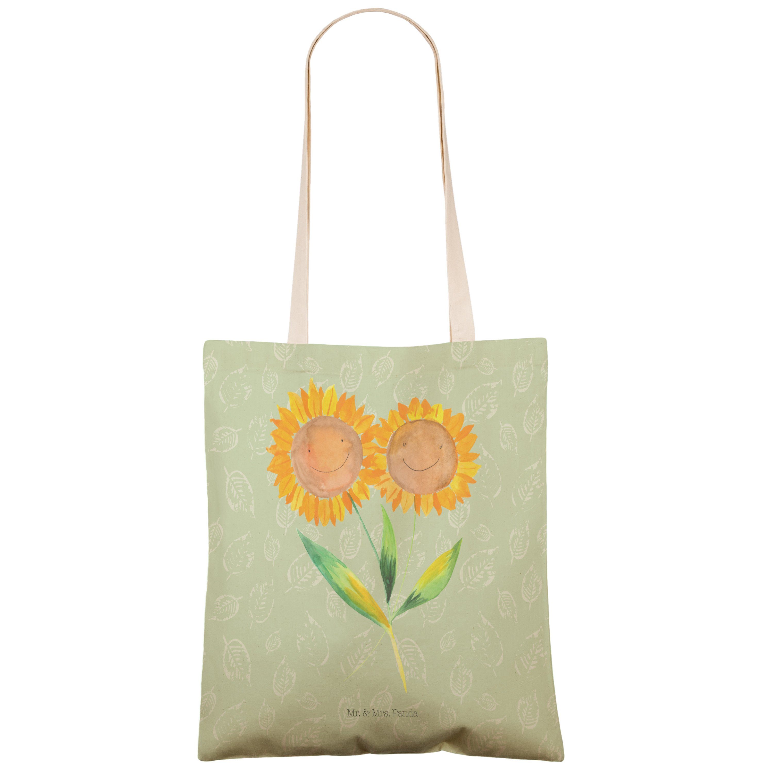 Tas Einkaufstasche, Tragetasche Mr. Sonnenblumen, & - Sonnenblume Geschenk, - Panda Blattgrün Mrs. (1-tlg)