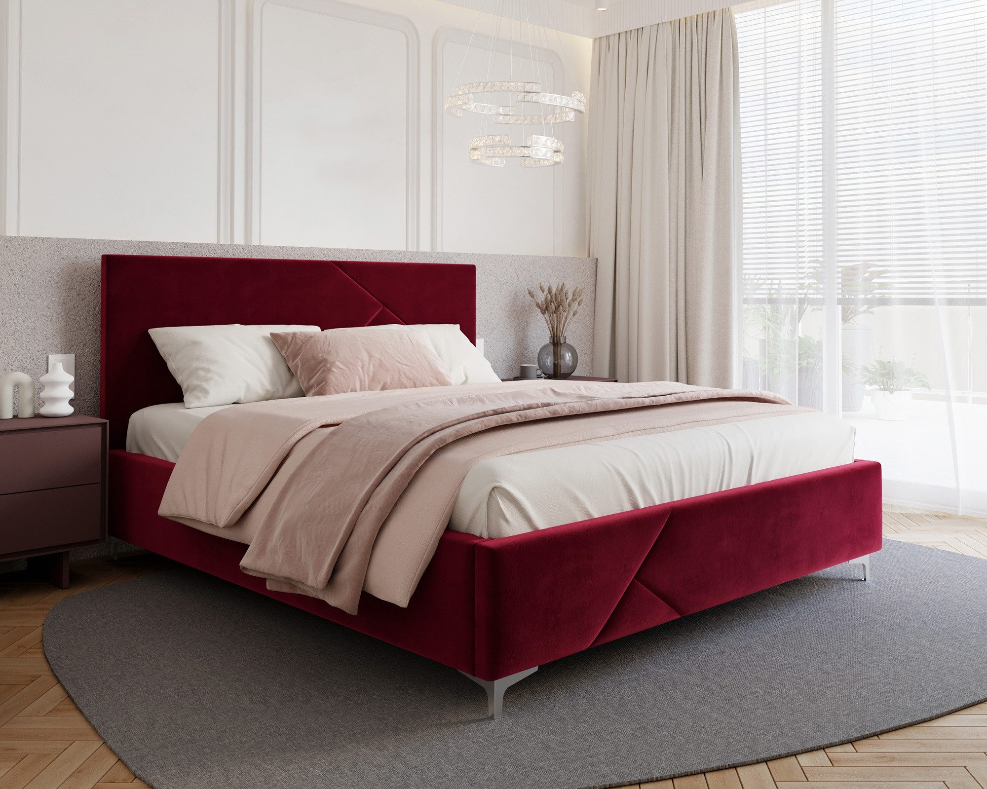 thematys Polsterbett mit Bettkasten 120x200, 140x200, 160x200, 180x200cm (MADE IN EU - mit hochwertigem Velours Bezug, Bettrahmen, Bett, Optional mit Matratze bestellbar, mit großen gepolsterten Kopfteil, mit Bettkasten zum aufklappen), Metallrahmen mit Lattenrost, hydraulische Klappfunktion für Stauraum
