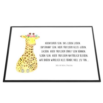 Mr. & Mrs. Panda Schreibtischunterlage Giraffe Blumenkranz - Weiß - Geschenk, Abenteurer, Schreibunterlage, (1 tlg)