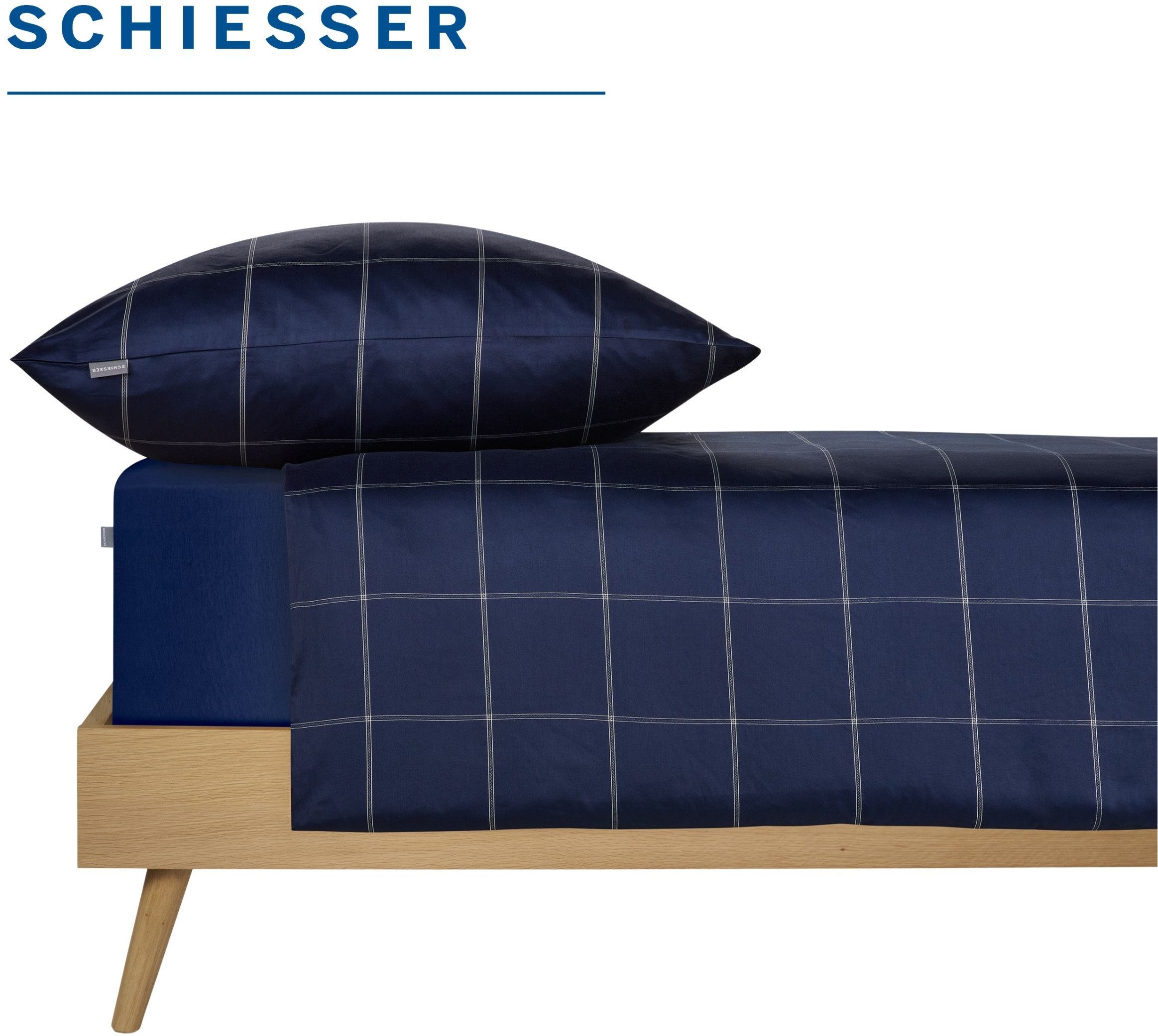 Schiesser Spannbettlaken Flexi aus 95% Baumwolle und 5% Elastahan in Premium-Qualität, Jersey-Elasthan, Gummizug: rundum, (1 Stück), für hohe Matratzen und Boxs – Bild 4 von 5