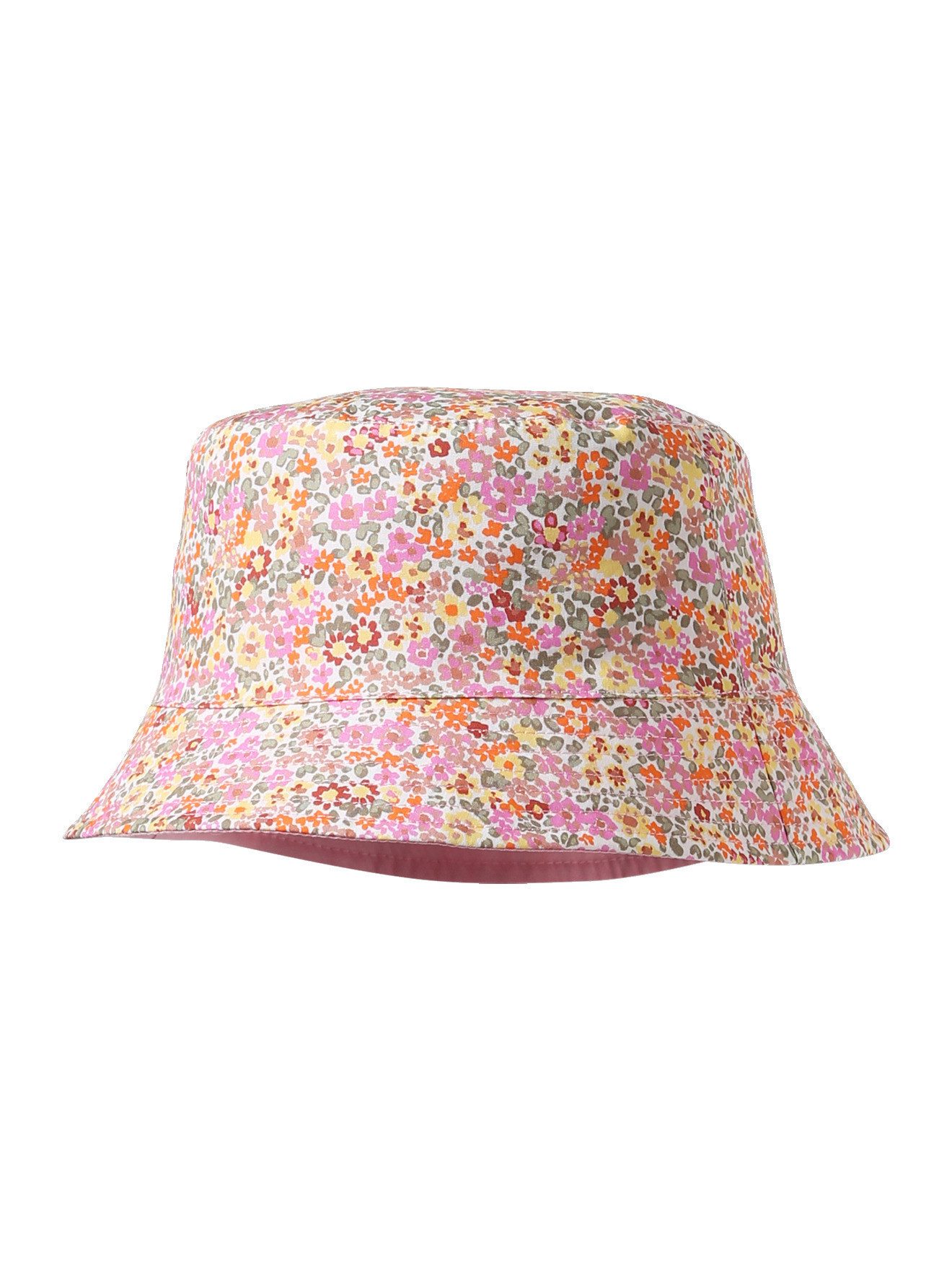 vertbaudet Beanie Wende-Sonnenhut mit Blumenmuster Mädchen Baumwolle