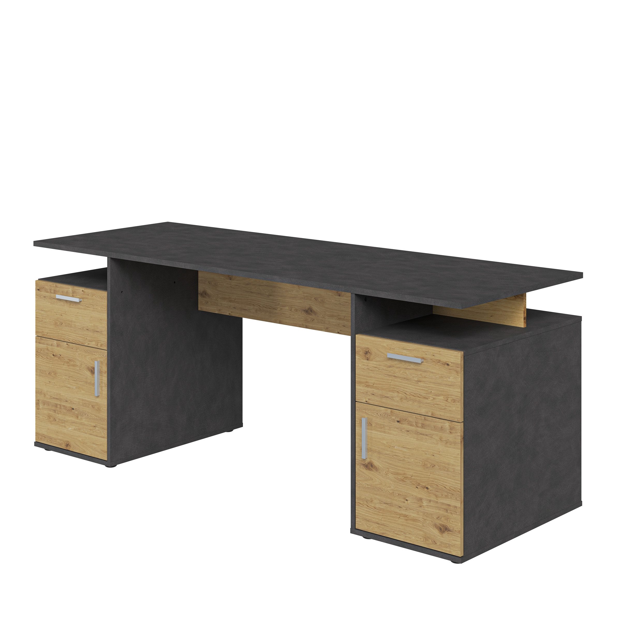 PREISBRECHER Schreibtisch LEVI 101, in Artisan Eiche Dekor-Matera - 185,1x75x67,5cm (BxHxT)