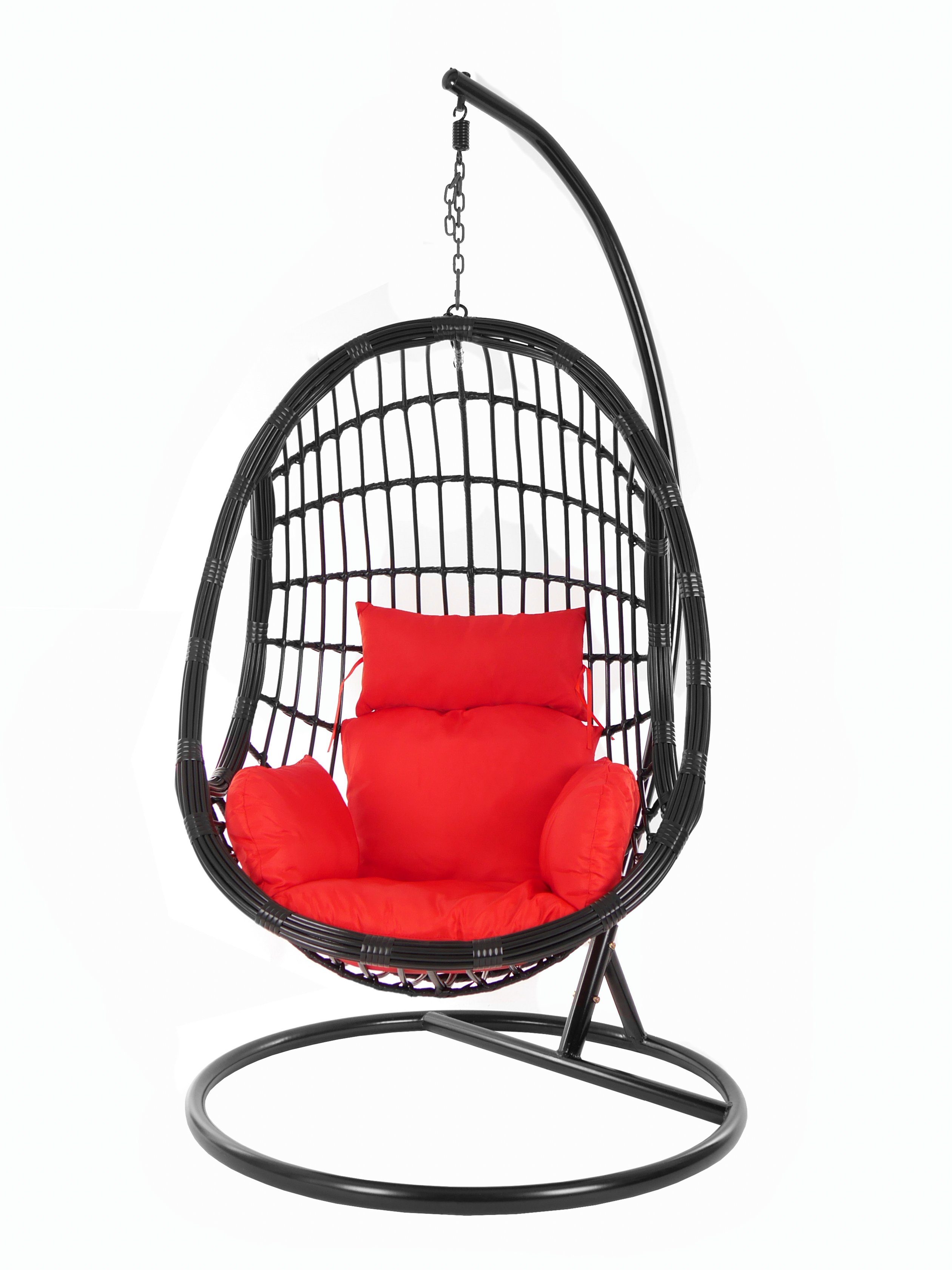 KIDEO Hängesessel PALMANOVA Schwebesessel, scarlet) Swing Nest-Kissen Chair, und Kissen, mit Hängesessel Gestell black, rot (3050
