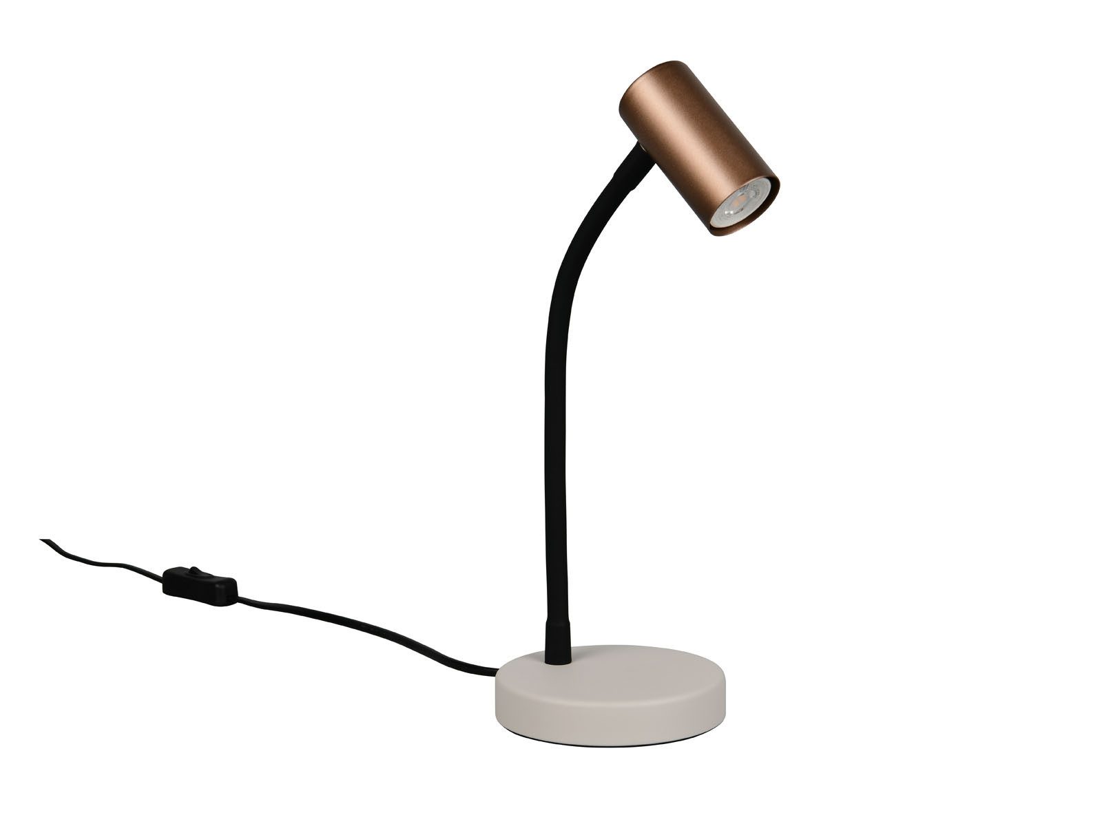 Reality Leuchten LED Nachttischlampe mit Schwanenhals, Höhe 28cm, Leuchtmittel dimmbar, LED wechselbar, Warmweiß, Schreibtischlampe mit GU10 LED dimmbar