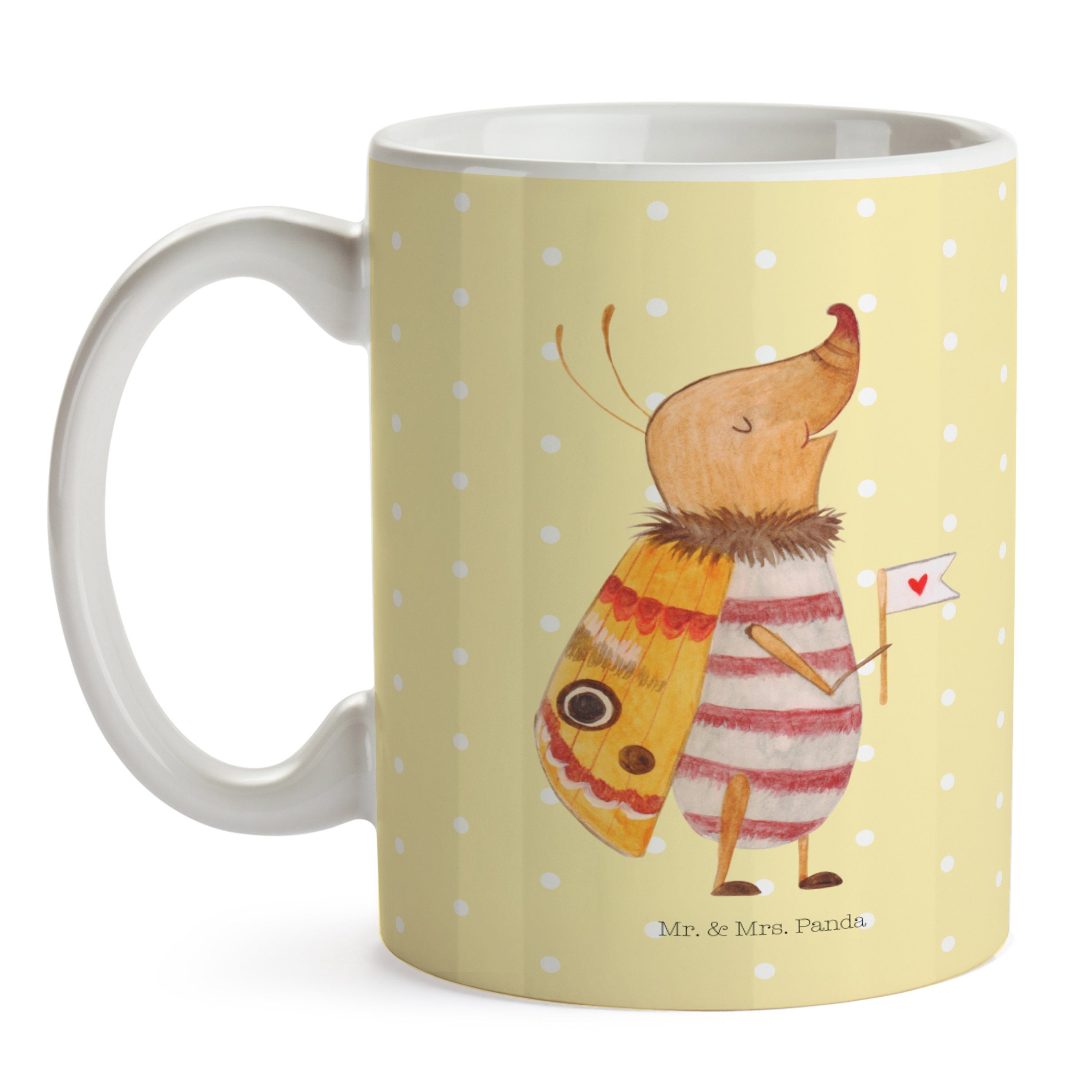 Pastell Mr. Wa, mit Keramik Mrs. - & Tasse Tasse Panda Geschenk, Gelb Nachtfalter Sprüche, - Fähnchen