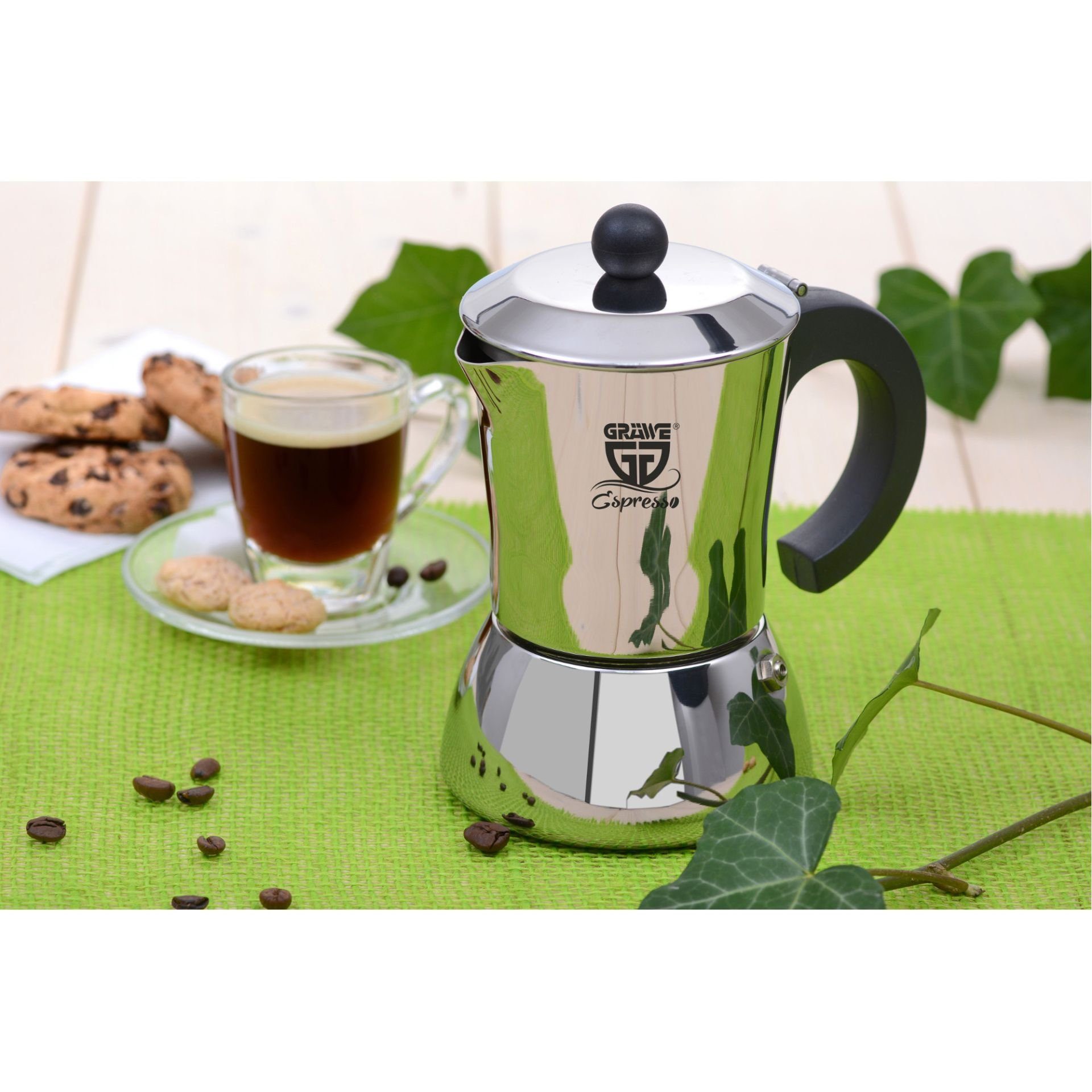 GRÄWE Espressokocher, Gräwe Edelstahl Espressokocher 6 Tassen