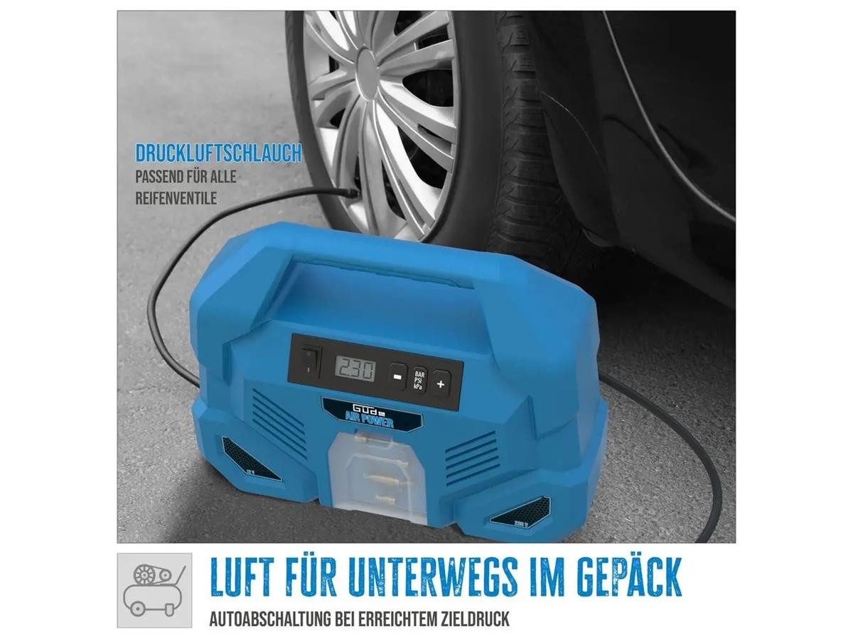 Güde Kompressor Dual Drive 12/230V/5-tlg., max. 8 bar, Set, 8 bar max. Betriebsdruck, 110 W Motorleistung