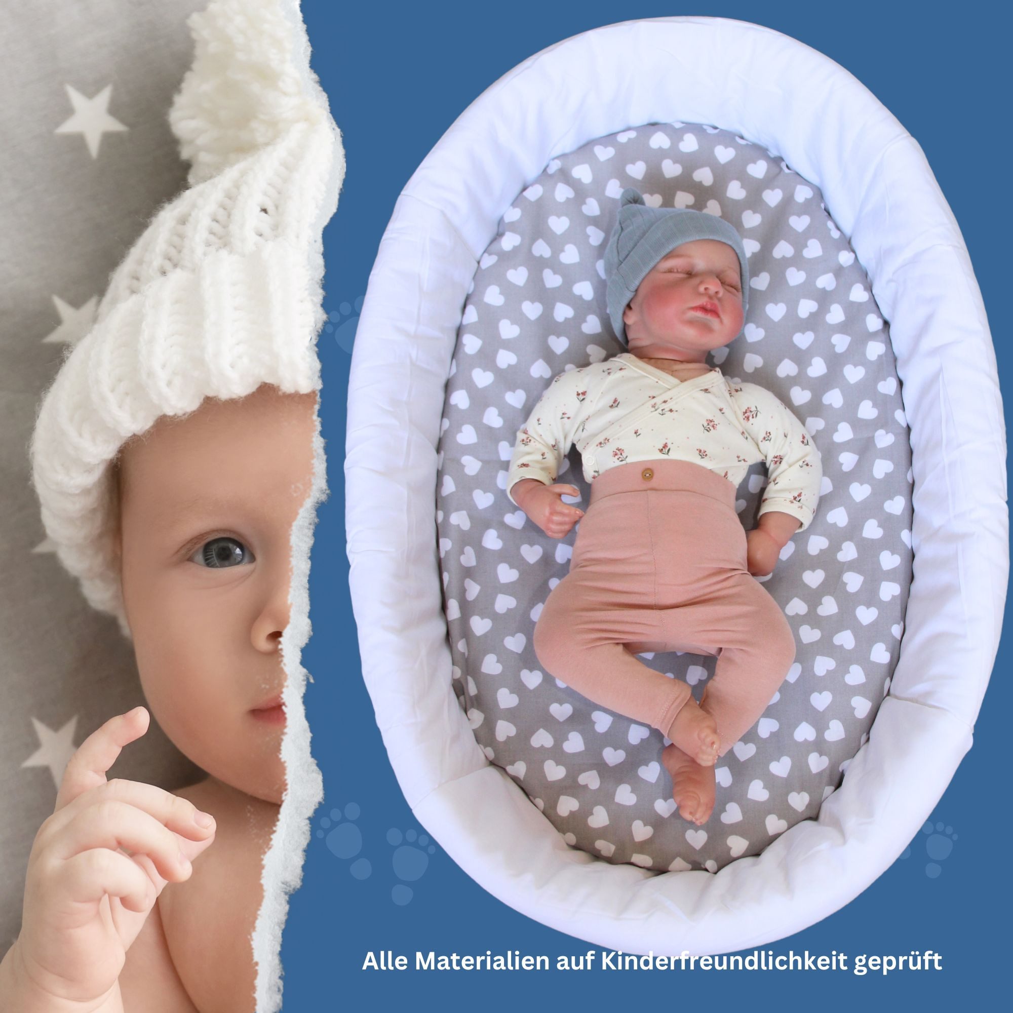 BabyLux Spannbettlaken BABYLUX Spannbettlaken Kinderwagen Baby Spannbetttuch Wiege Bettlaken, 95. Herzen Grau
