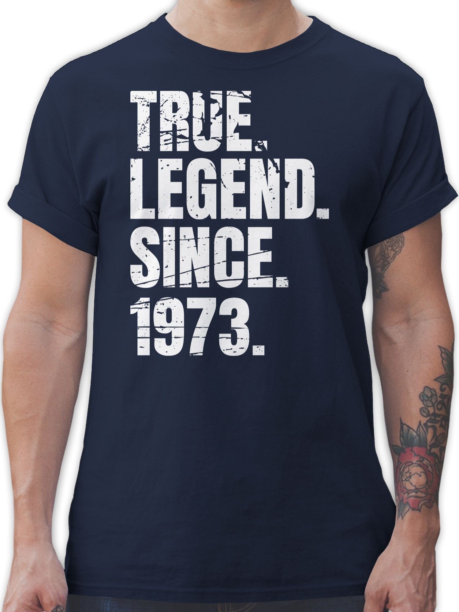 Shirtracer T-Shirt True Legend since 1973 Vintage 50. Geburtstag 01 Navy Blau