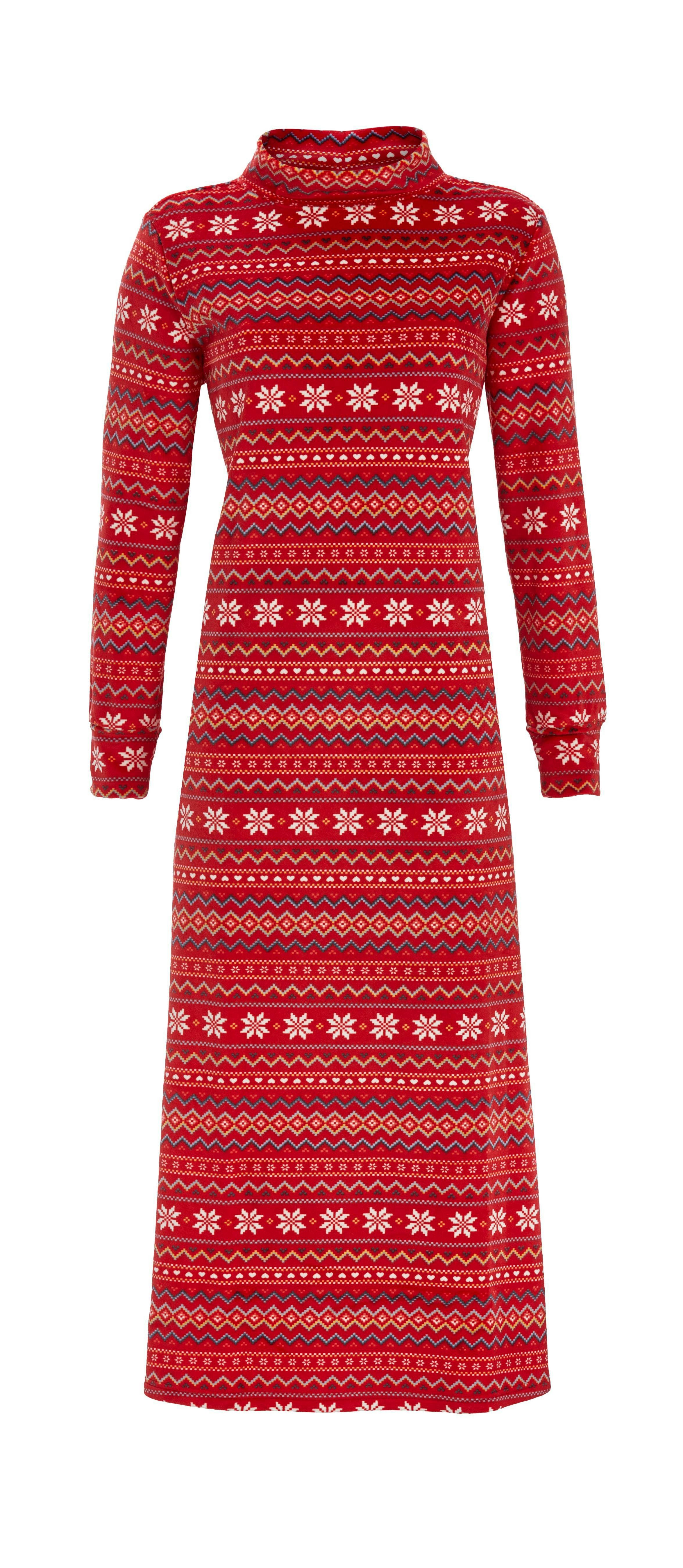 Ringella Sweatkleid Hauskleid aus Nicki-Velours mit Stehkragen Nordisches Allover-Muster