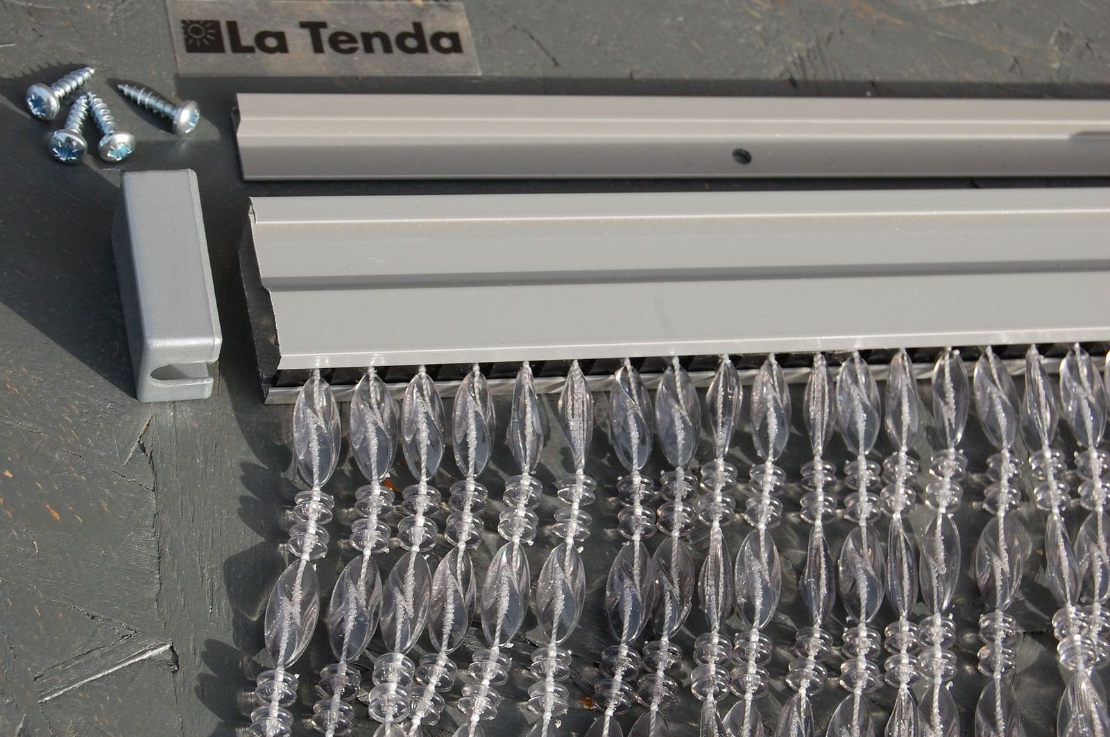 Türvorhang La Tenda ELBA 1 - Hakenaufhängung, La Tenda, cm, Breite x und transparent transparent, 210 Polypropylen kürzbar Länge Perlenvorhang grau, 90 individuell