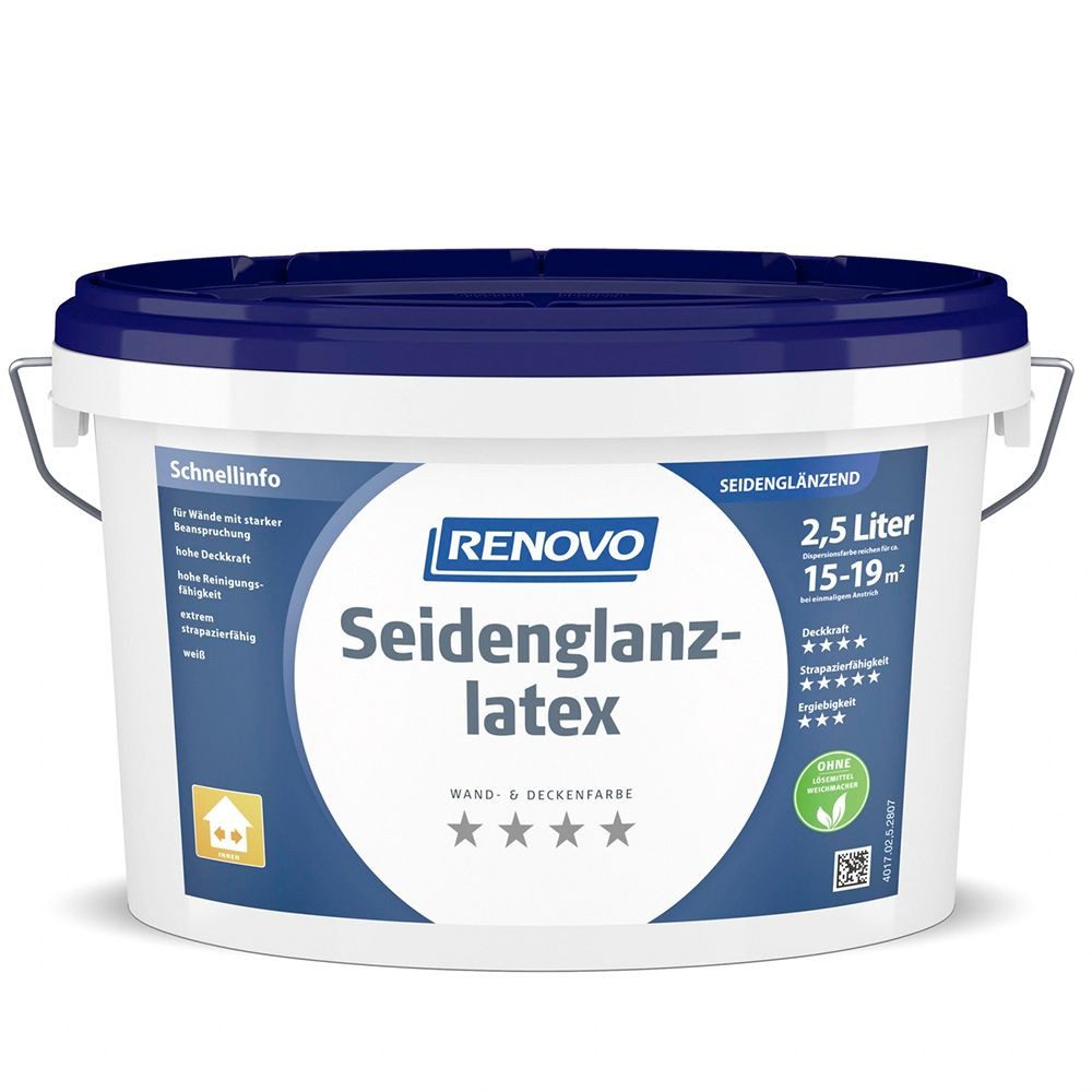 Renovo Wandfarbe Renovo Seidenglanzlatex weiß 2,5 Ltr.