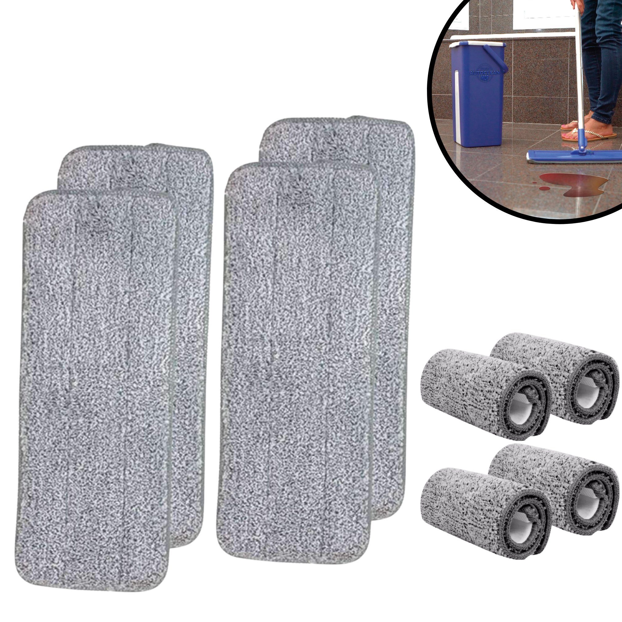 Starlyf Autoclean Mop Ersatzmatten Wischbezug (Polyester, 32x12 cm, Spar-Set, 4-tlg., 2er oder 4er Pack, Ersatzpads, Microfaser Wischmop Matten - selbstreinigendes Wischsystem)