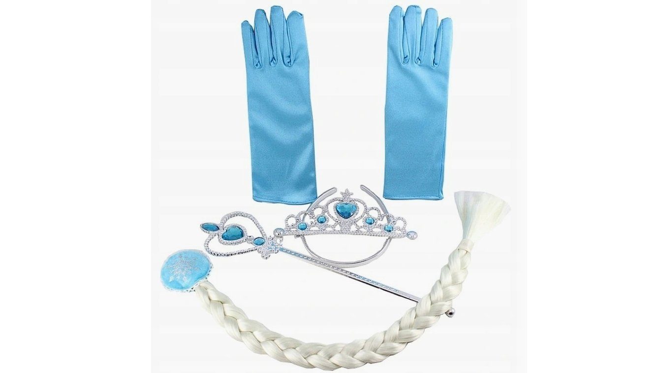 Festivalartikel Kostüm Frozen Elsa 4-in-1-Set Perfektes Geschenk für Die Eiskönigin-Fans!