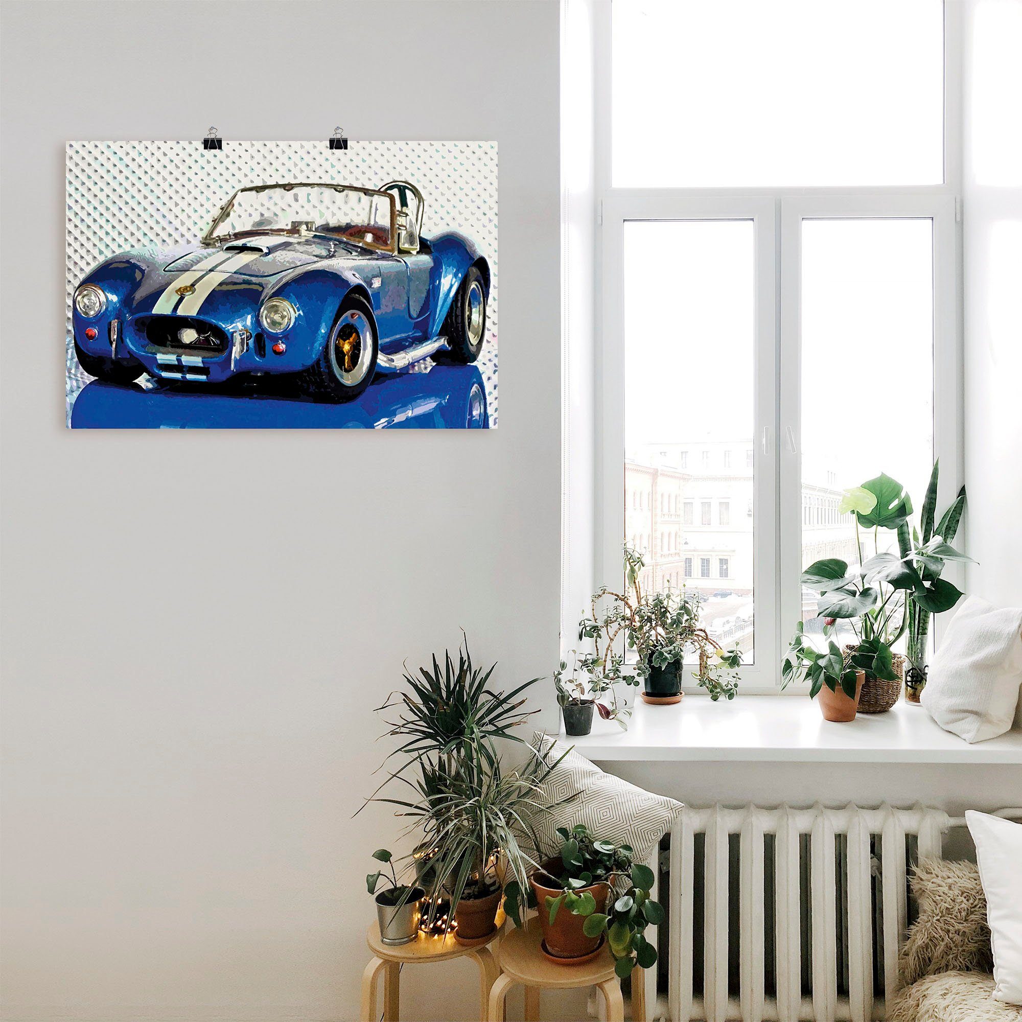Poster in Wandbild Auto Leinwandbild, Cobra blau, Wandaufkleber als oder Alubild, versch. St), Artland (1 Größen Shelby