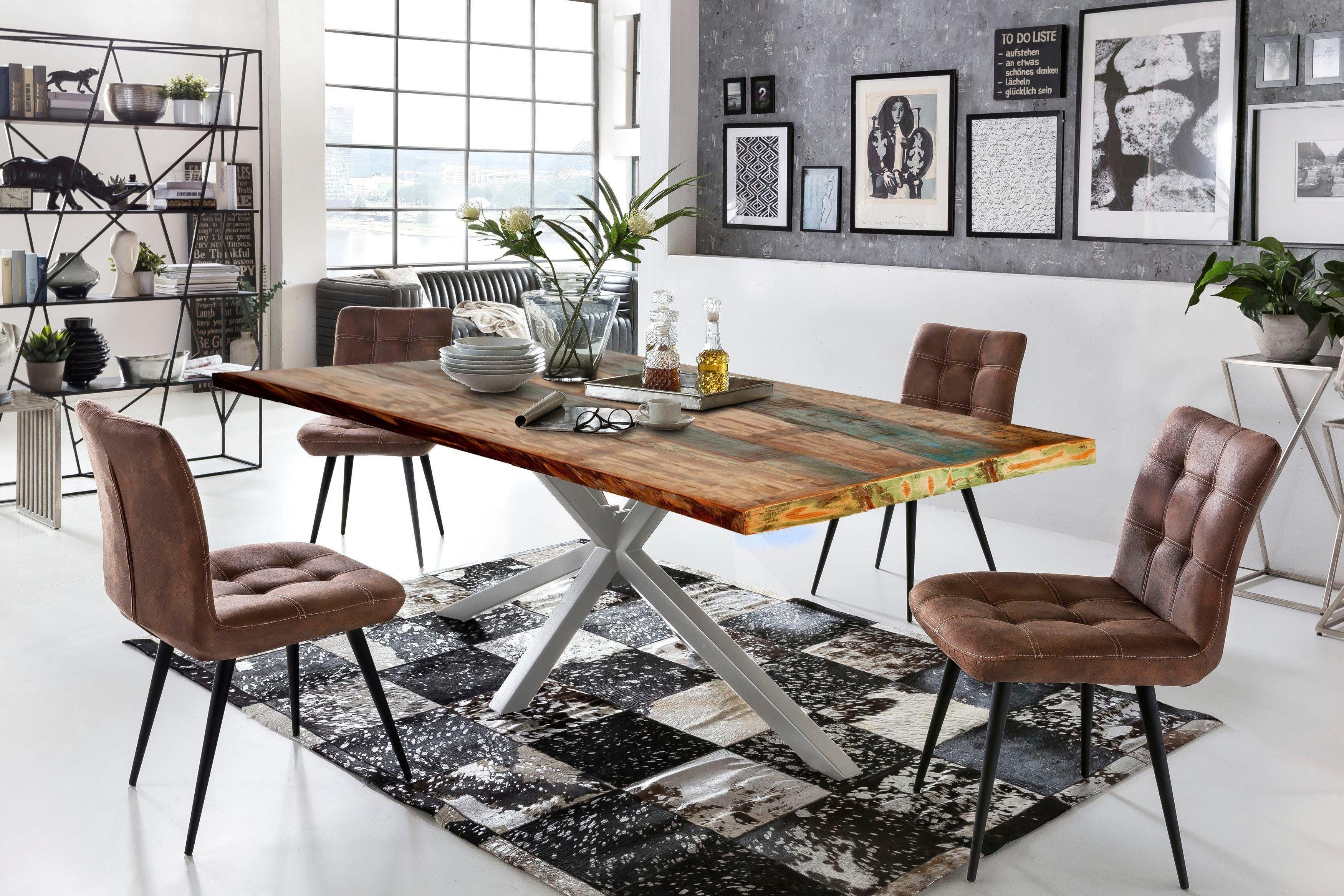 SIT Esstisch Tops&Tables, mit Tischplatte aus Altholz mit Farbresten