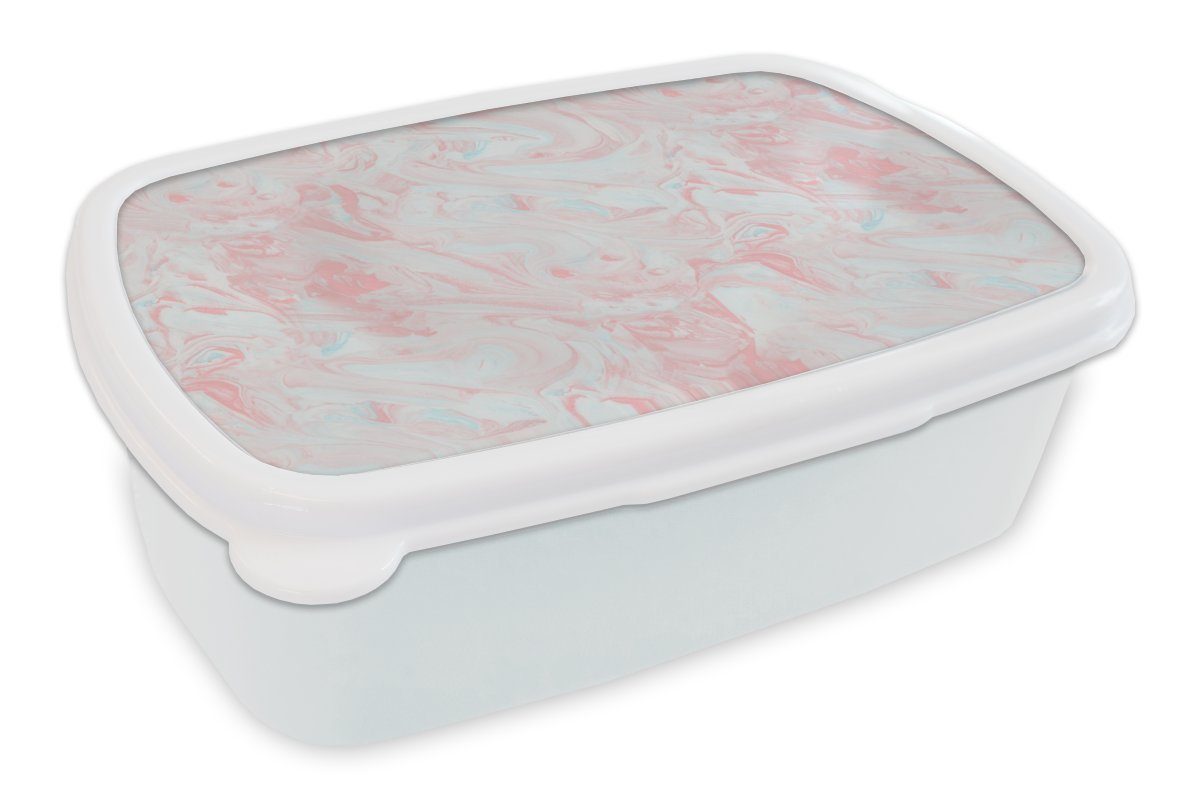 MuchoWow Lunchbox Marmor - Rosa - Weiß - Muster, Kunststoff, (2-tlg), Brotbox für Kinder und Erwachsene, Brotdose, für Jungs und Mädchen