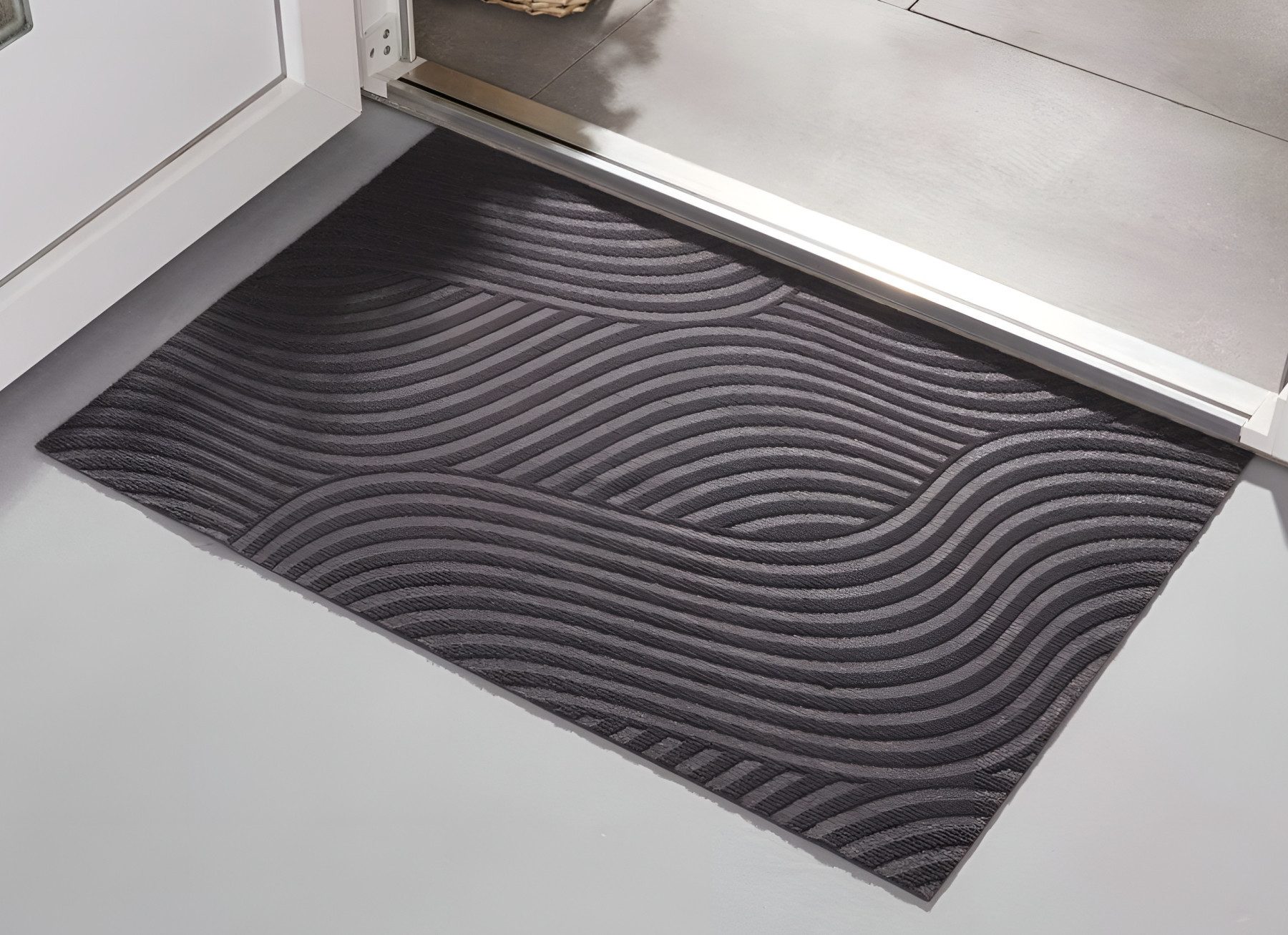Dekoleidenschaft Fußmatte "Waves" grau 60x90 cm günstig online kaufen