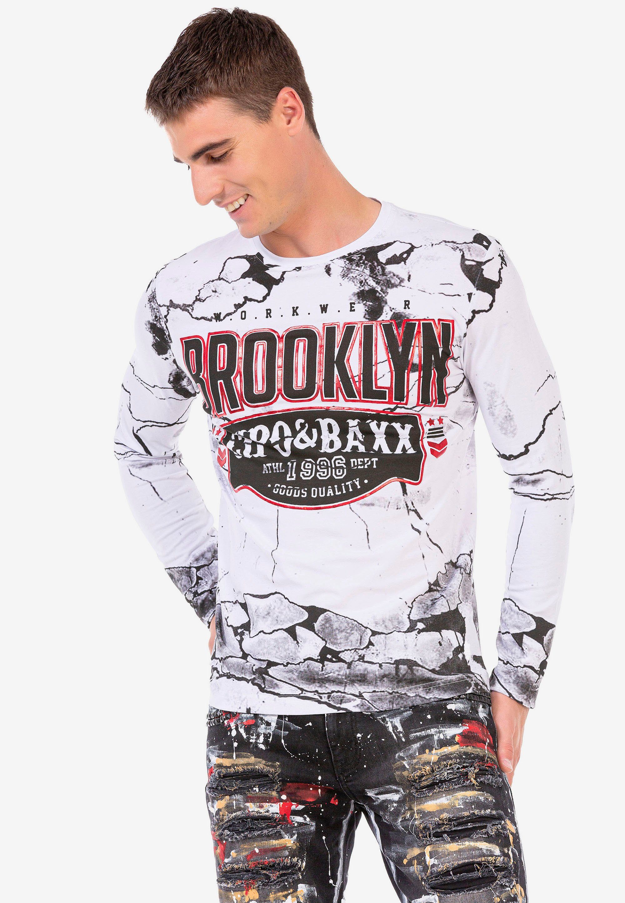 weiß mit Cipo & coolen Langarmshirt Baxx Prints